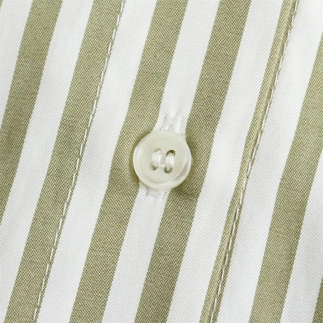 Women'S Striped Long Sleeve Shirt Vintage Casual Striped Button down Blouse Office Work Tops image number 3