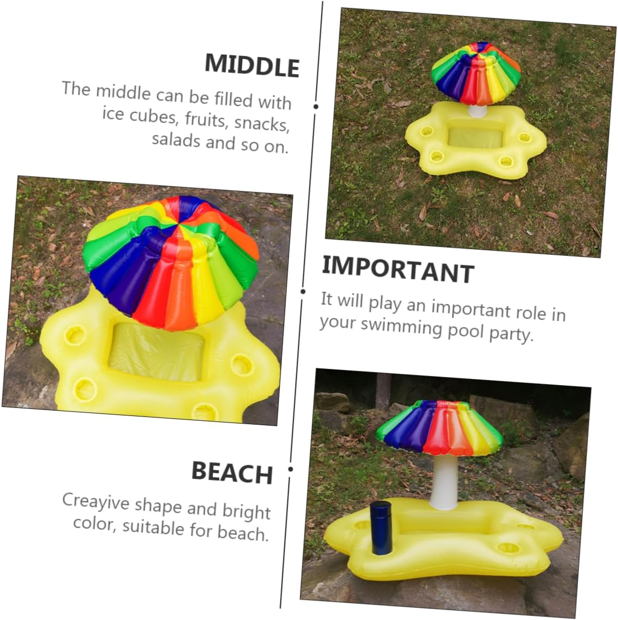 Inflatable Drink Float Pool Party Supplies Floating Drink Holder Rainbow Cloud Sunshade Tray Water Toy Cooler for Outdoor Swimming Pool Entertainment image number 4