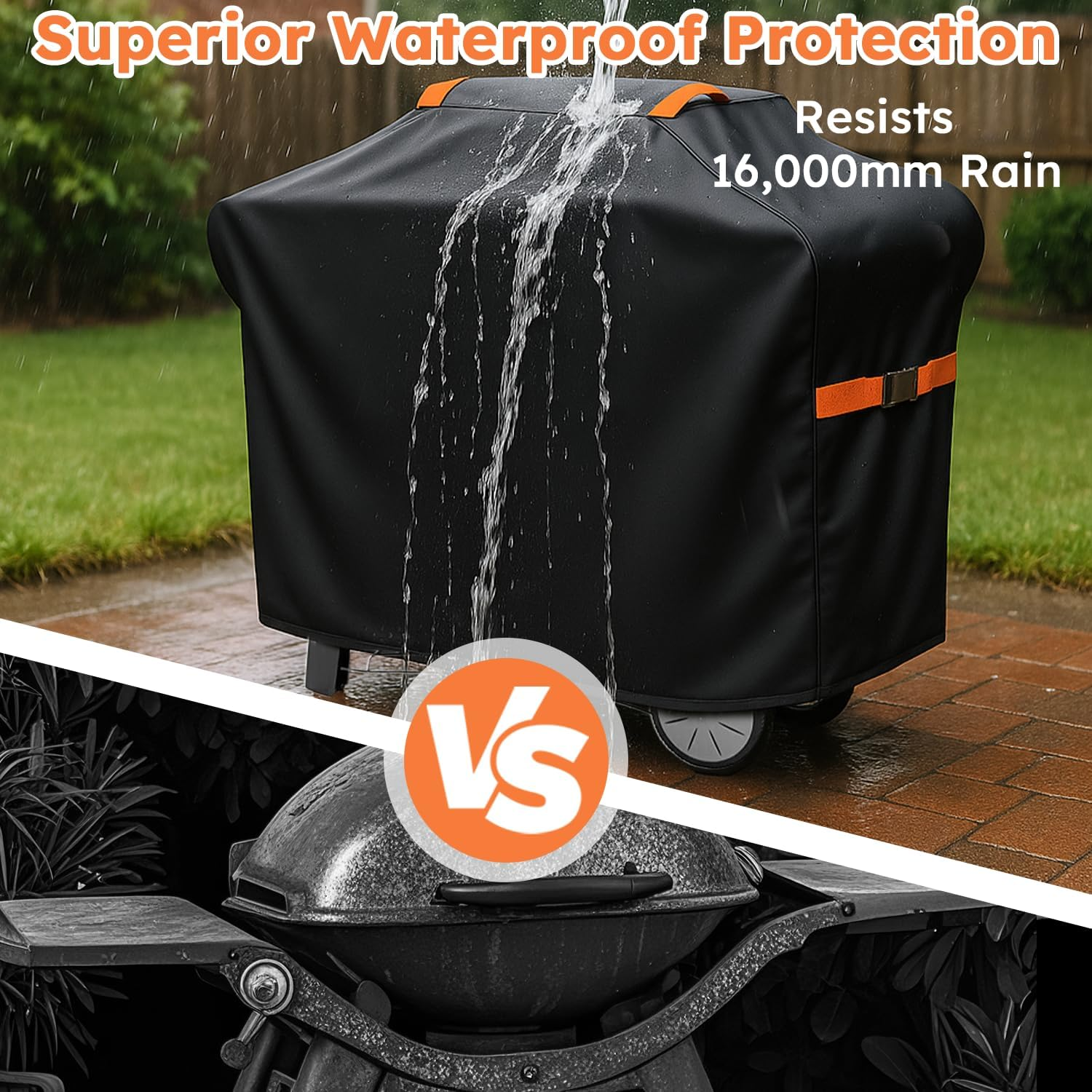 BBQ Cover 115&times;150&times;65Cm UUT Heavy Duty 420D PU Outdoor Grill Cover Waterproof Uv-Resistant, Fits Weber Family Q, Beefeater, Kamado Joe & More &ndash; Black image number 6