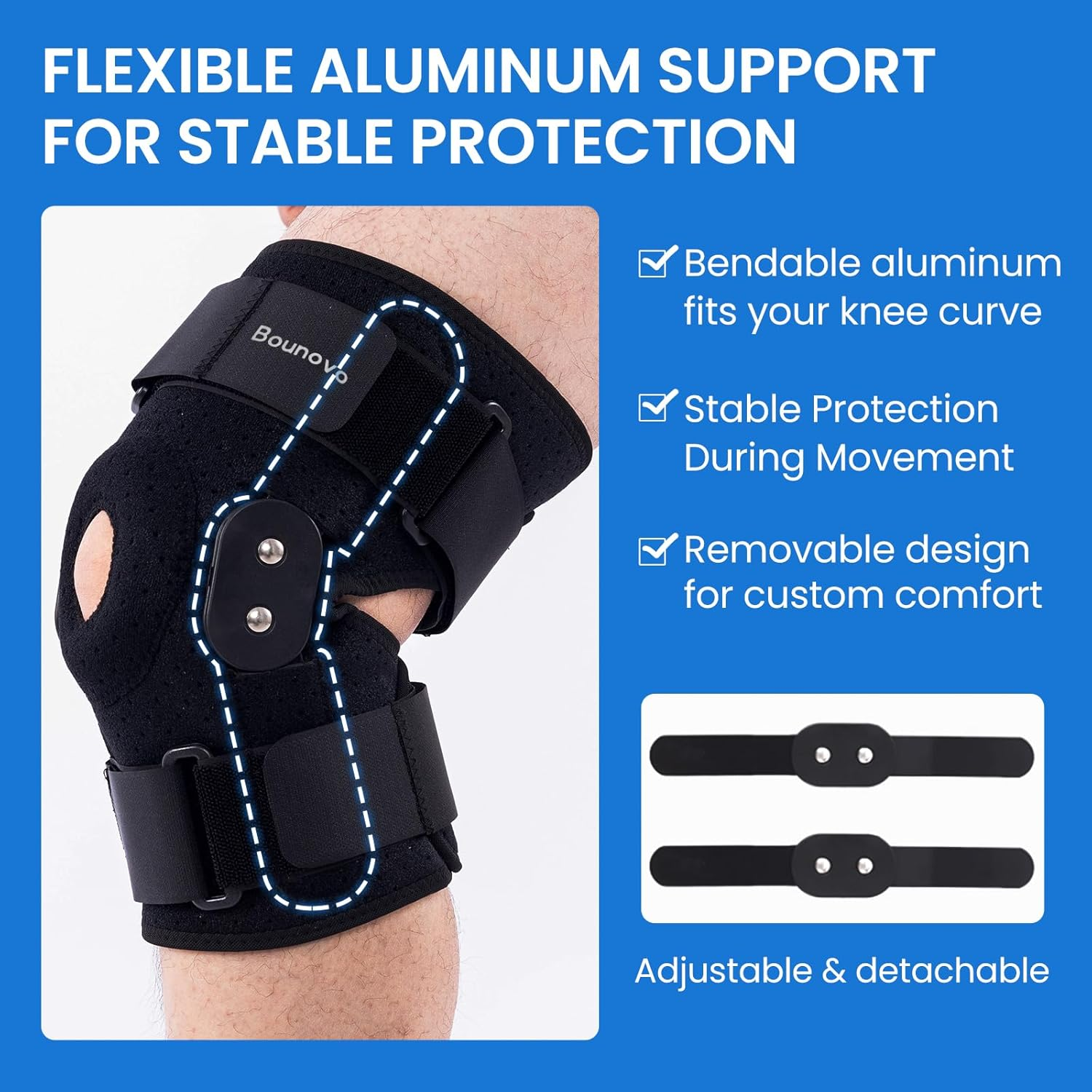 Hinged Knee Brace for Women & Men with Removable Dual Hinges & Patella Gel Pad &ndash; Adjustable Compression Knee Support Brace for Meniscus, ACL & MCL Injuries, Improves Stability & Mobility image number 3