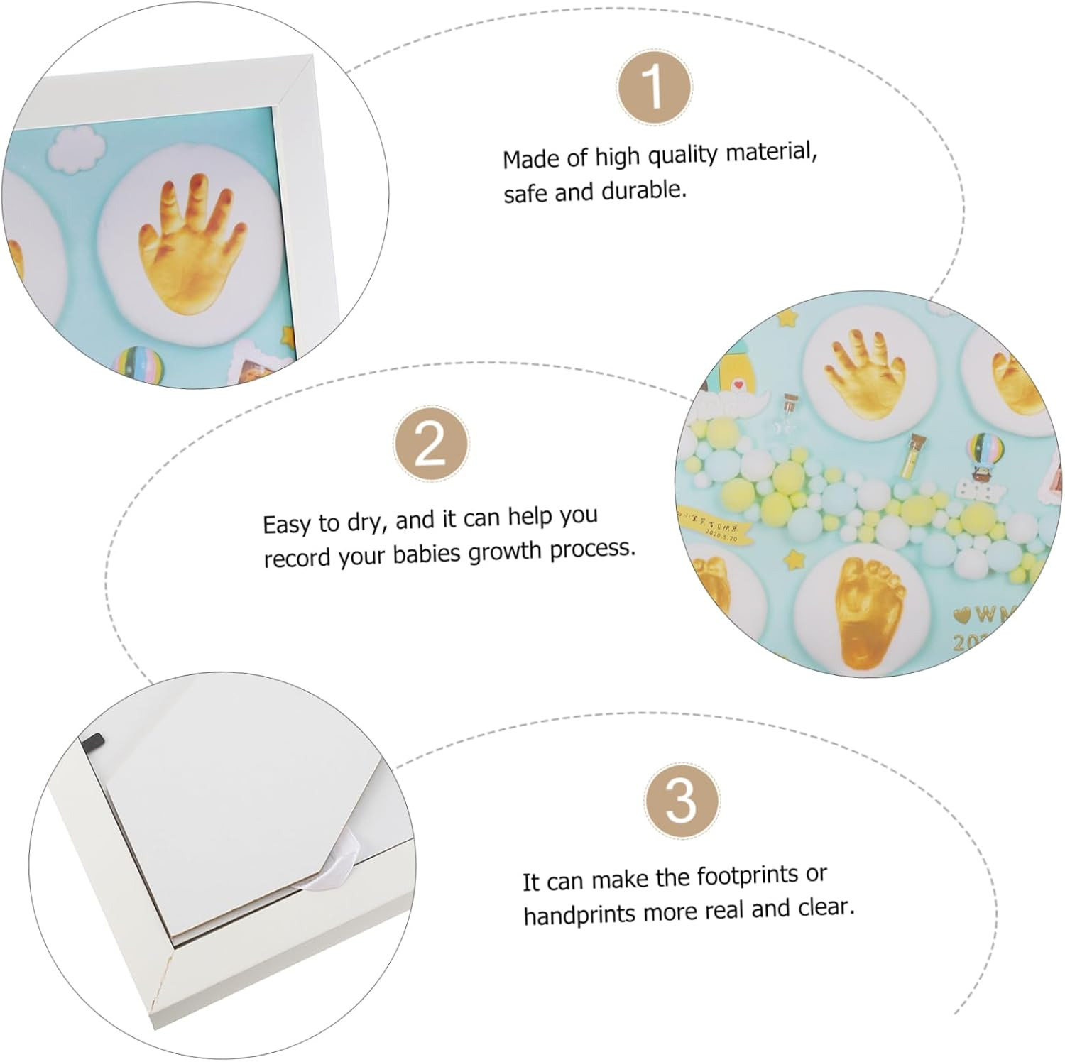 1 Set Handprint and Footprint Ink Pad Reusable Imprint Casting for Keepsakes Birthday Present Frame image number 6