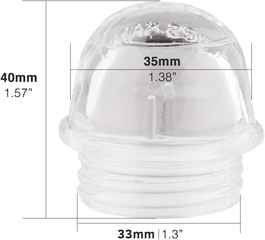 Oven Bulb Glass Cover, Fits Many Ovens Such as Bosch, Baumatic, Smeg, Belling, Cannon, Caple, Cuisina, Creda, Homark, Hotpoint, Indesit, Siemens and More, Thread Diameter 33Mm, Overall Height 40Mm