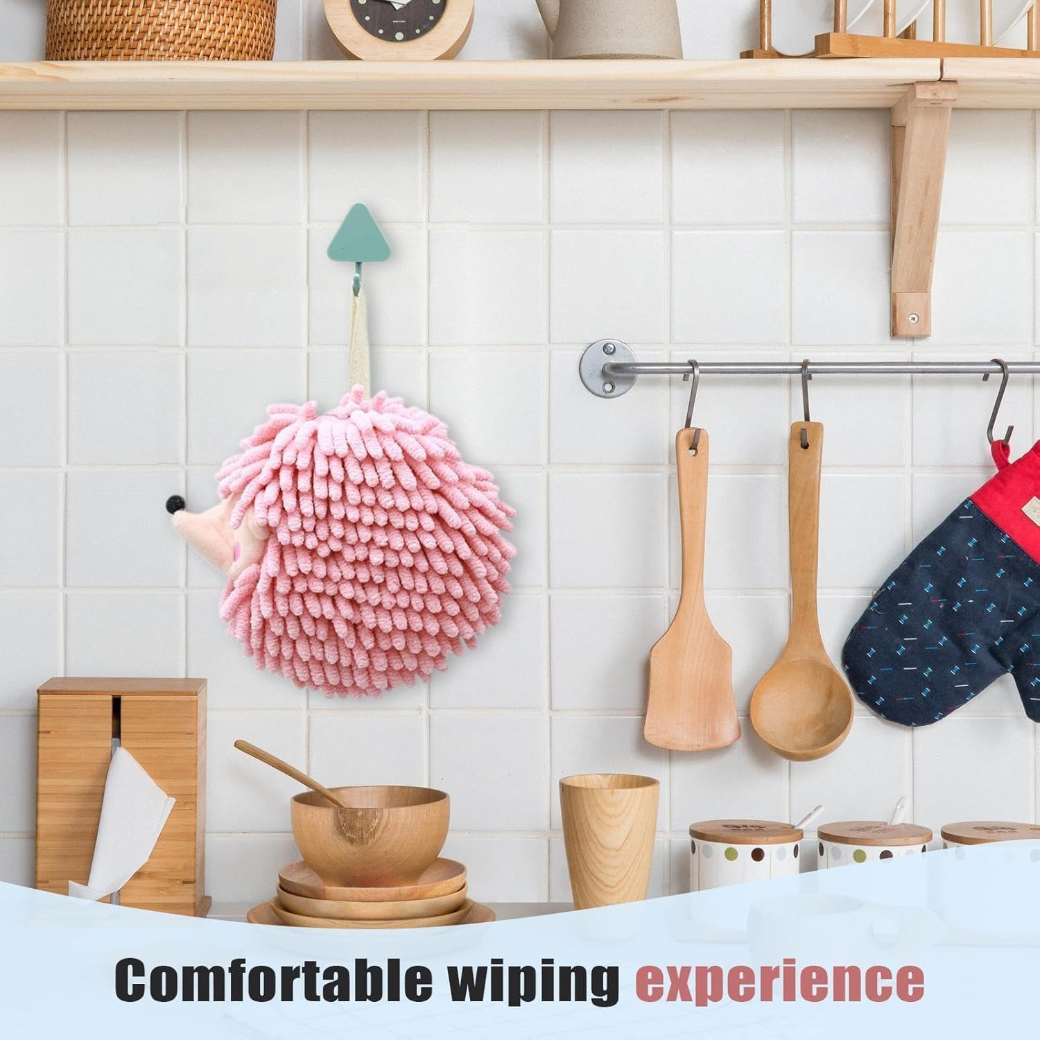 Ksngtixe 1 Pcs Hedgehog Chenille Hand Towels Set - Super Soft Absorbent Bathroom & Kitchen Towels with Hanging Loop, Cute Decorative Washcloths for Home image number 6