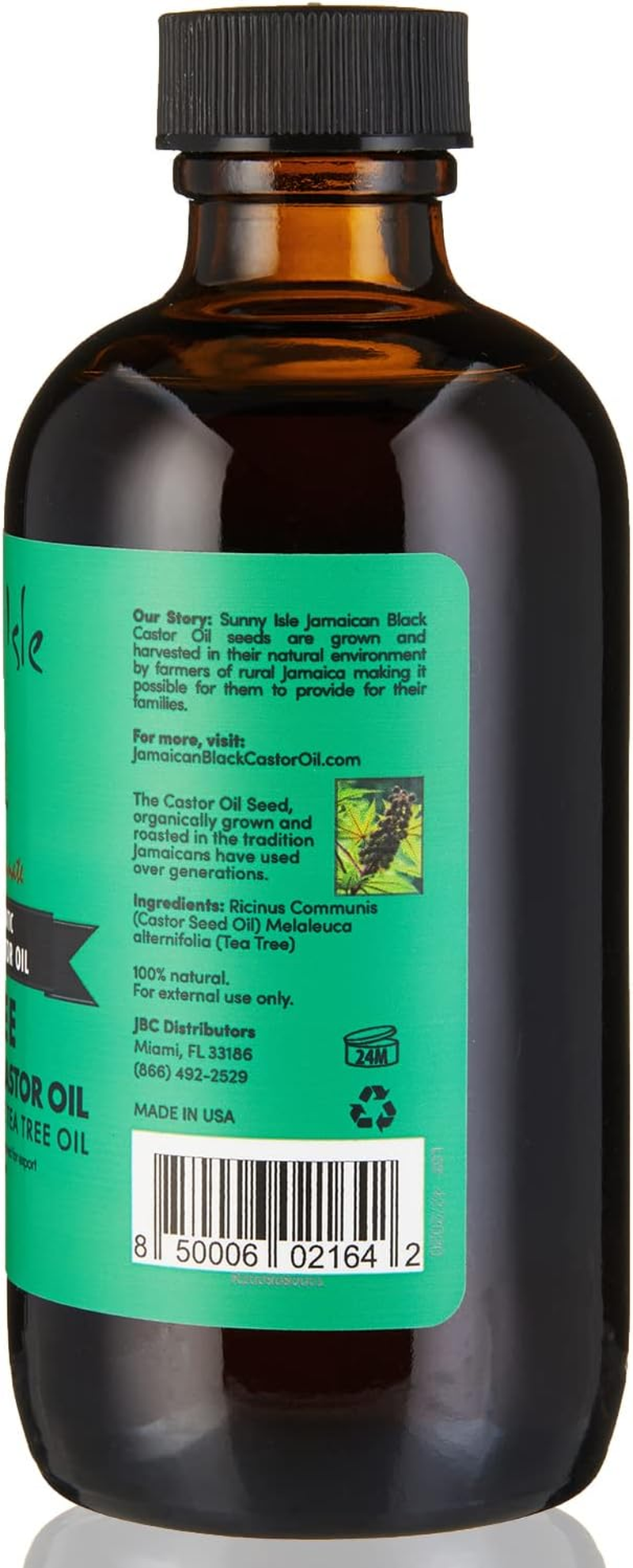 Sunny Isle Jamaican Black Castor Oil with Tea Tree Oil 4 Fl Oz | Hair Growth and Dry Itchy Scalp image number 2