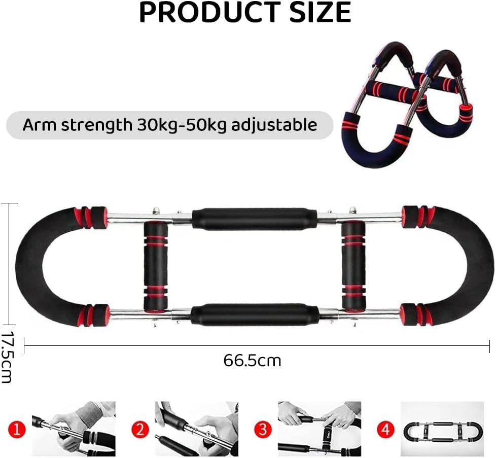 Twister Arm Trainer, 30-50KG Adjustable Chest Workout Equipment, Arm Trainer, Arm Strength Trainer, Portable Power Twister Bar, Portable Spring Resistance for Home Workout Equipment image number 3