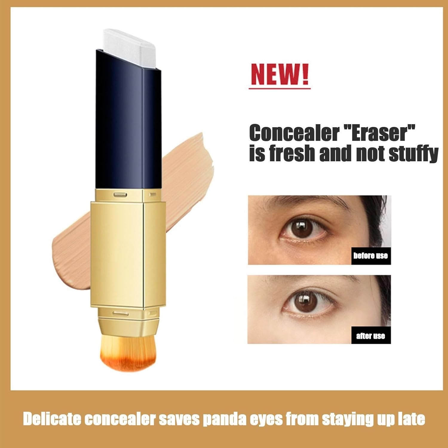 Color Changing Foundation,Double Head Concealer Stick Color Changing Foundation with Brush - Long Lasting Makeup Stick, Brightening Waterproof Concealer for Dark Circles Blemishes image number 4