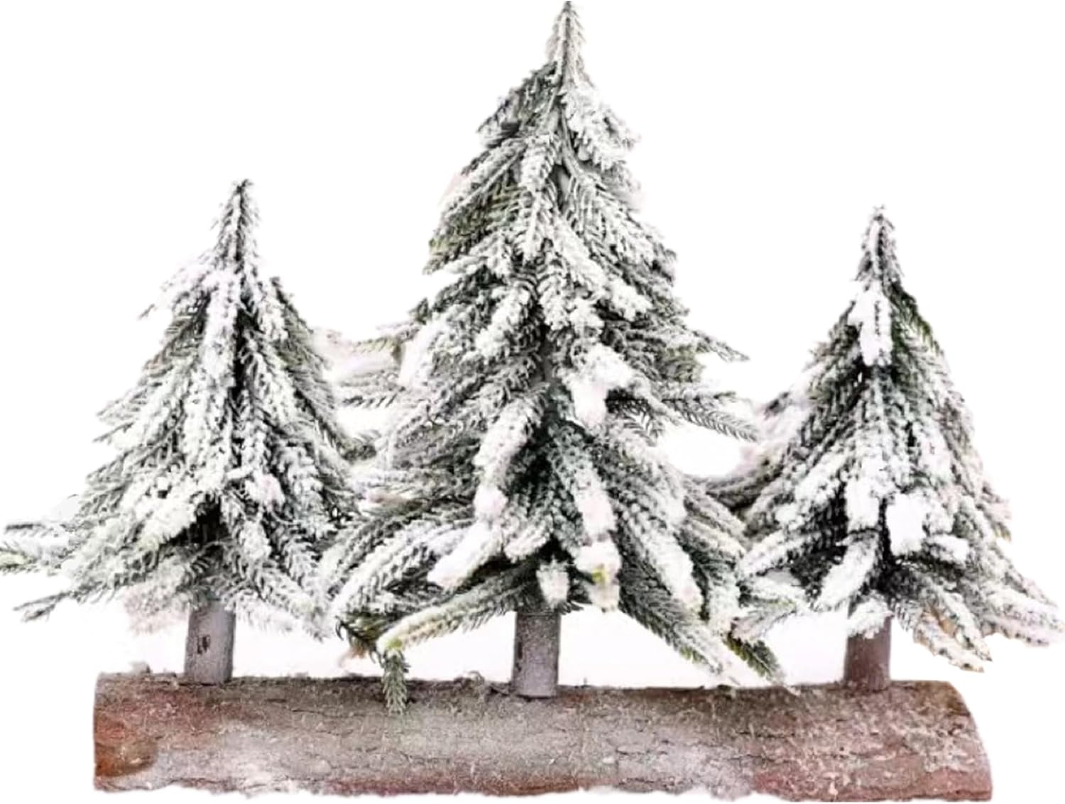 Alfyng Mini Tabletop Christmas Tree, 3 Pcs Connected Artificial Snow Frost Flocked Xmas Tree, 10.6Inch Miniature Pine Desktop Christmas Xmas Tree with Wooden Base for Dining Table Home Christmas D&eacute;cor image number 5