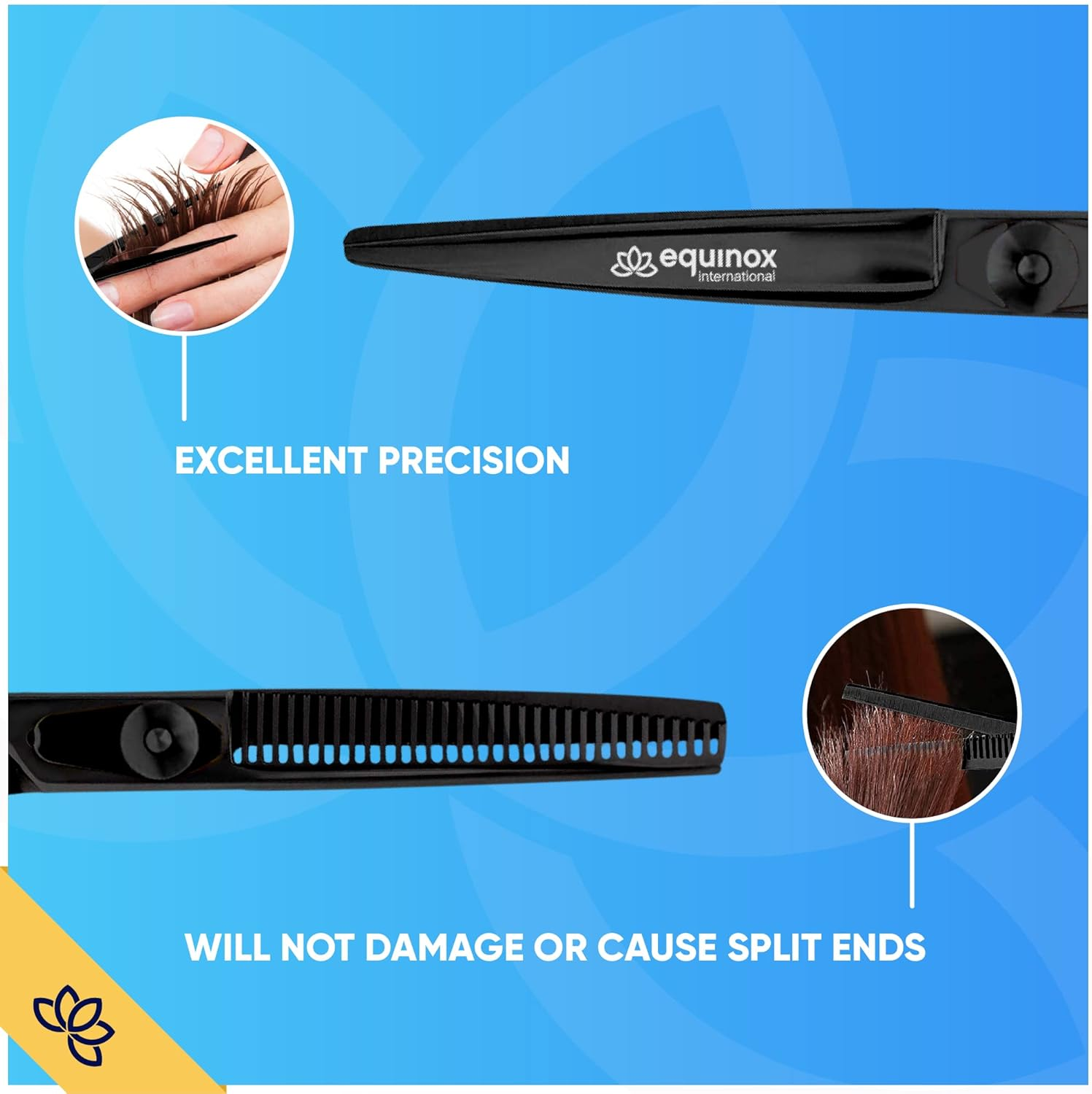 Equinox International Professional Razor Edge Series Hair Cutting Scissors Set - Barber & Thinning Shears/Texturizing 6.5 Inches for Men/Women/Kids/Salon Home (Black) image number 1