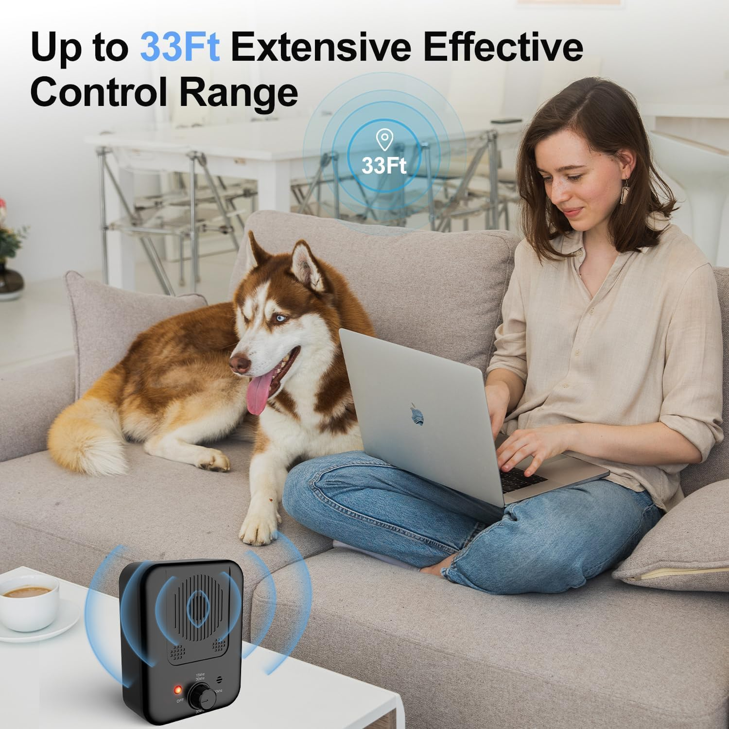 Anti Bark Device for Dogs, Ultrasonic Dog Bark Control Deterrent Devices with 3 Adjustable Levels, Stop Neighbors Dog Barking Silencer, Barks No More Dog Training Device Indoor & Outdoor image number 6