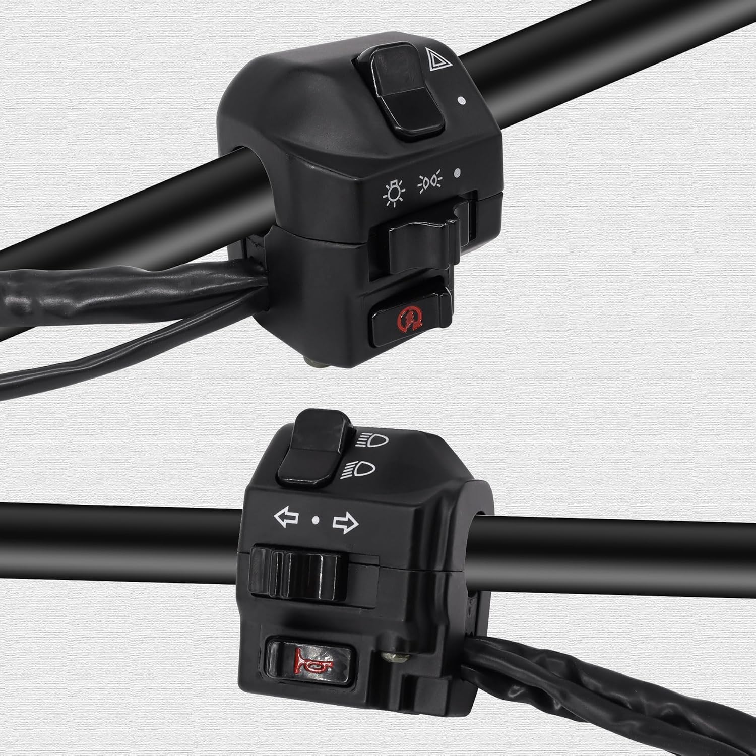 Hisport Black Universal Aluminum 7/8" 22MM Motorcycle Switch Handlebar Motorbike Horn Turn Signal Headlight Control Buttons image number 3