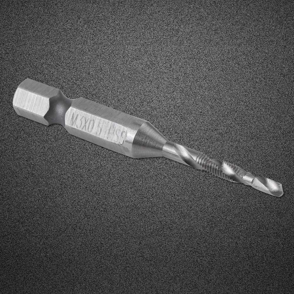 Taps, M3 HSS 1/4 Inch Hexagonal Shank Drills & Taps Power Tool Part, M3 X 0.5: Total Length: 55 Mm, Spiral Length: 24 Mm, Drill Diameter: 2.5 Mm, Made of High Speed Steel image number 3