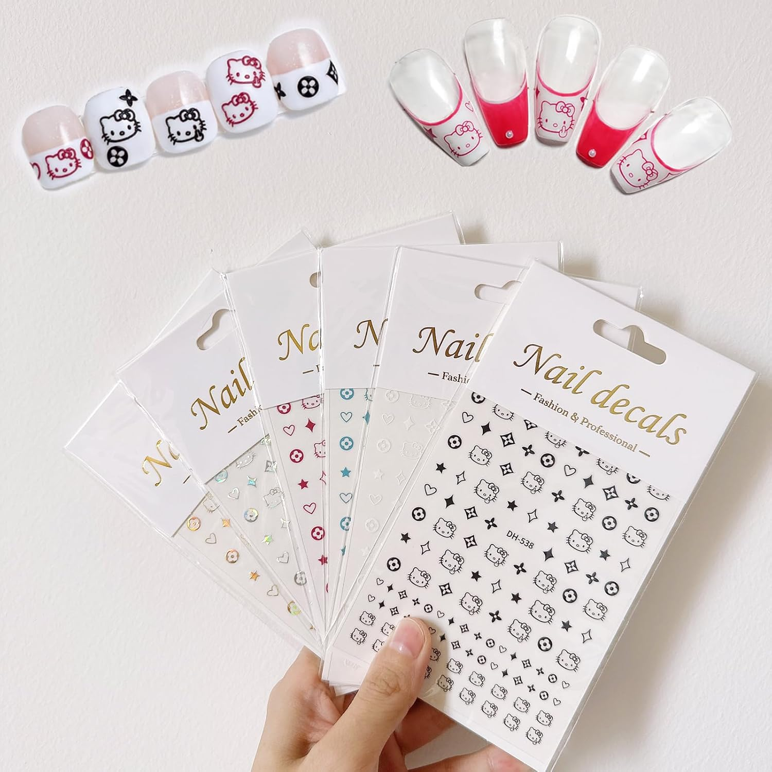 5 Sheets Animal Nail Art Stickers,Cute DIY Nail Art Decoration Set,Purr-Fectly Adorable Stickers Decals,False Nail Manicure Decals,Kawaii Phone Case/Water Cup Stickers for Women