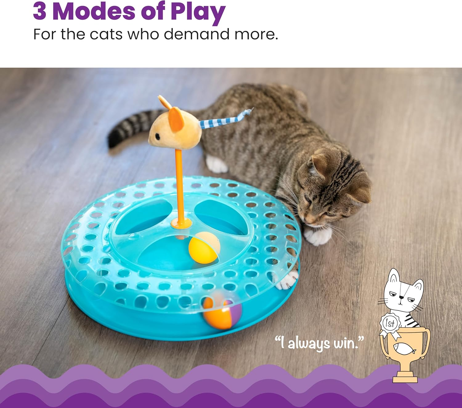Catstages Cheese Chase Interactive Cat Track Toy with Balls and Catnip Toy, Multicolored image number 5