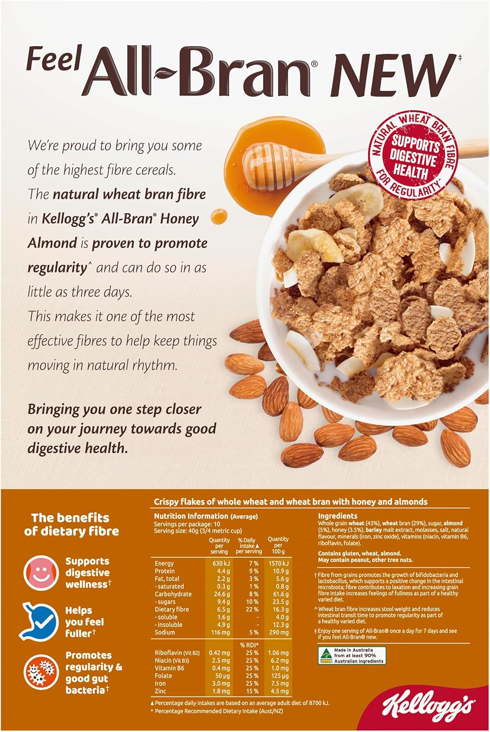 Kellogg&rsquo;S All Bran Wheat Flakes Honey Almond 420G image number 5