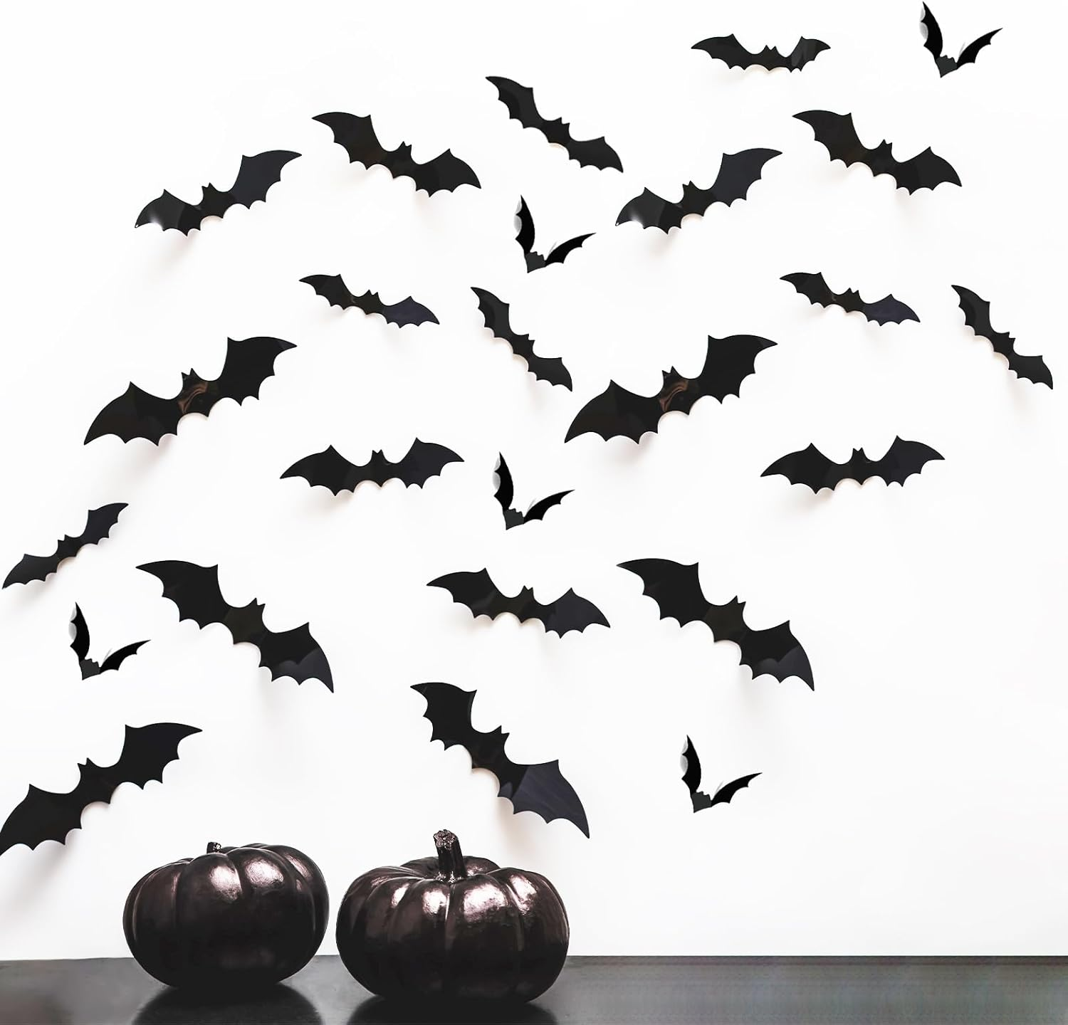 Halloween Large 3D Bats Wall Decor - 124Pcs PVC Scary Stickers for Party Decorations, Indoor Outdoor DIY Home Window Door Decor (Large) image number 6
