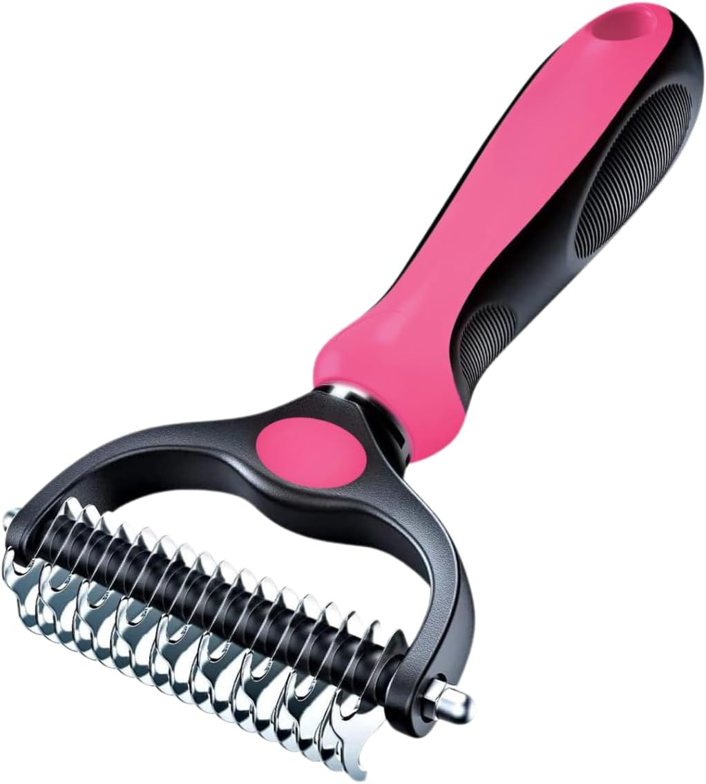 Original Pet Grooming Rake - Double-Sided Deshedding Dematting Tool, Undercoat Rake for Dogs & Cats, Extra-Wide Dog Grooming Brush & Deshedder Comb for Long Hair, Reduces Shedding 95%-Blue