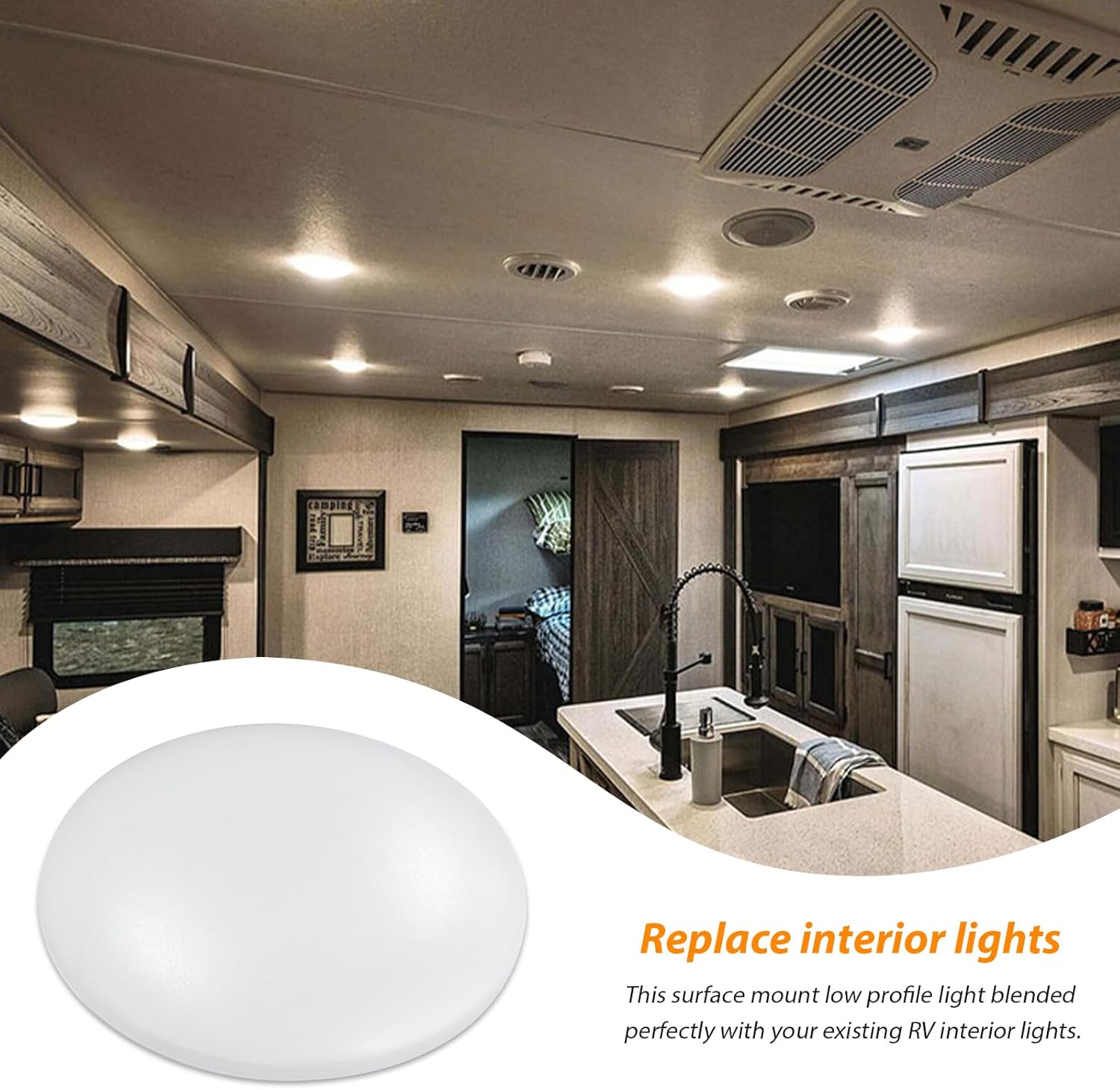 Dream Lighting 12Volt DC LED Interior Ceiling Lights White PC Lens down Lamp RV Motorhome Caravan Boat Yacht Warm White under Cabinet Roof Dome Lighting 250 Lumens - 4.5Inches Cool White image number 5