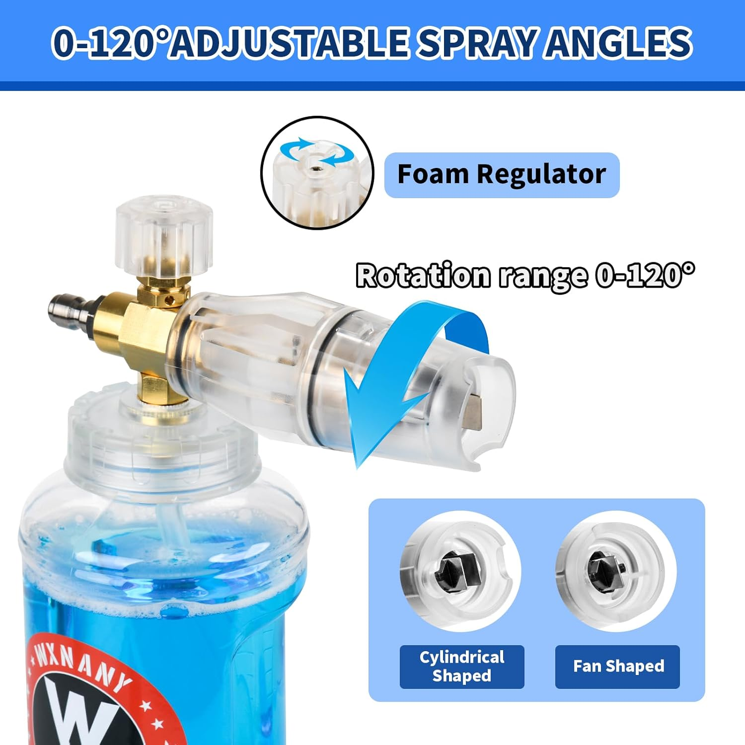 WXNANY Crystal Clear Foam Cannon Snow Foam Gun with 1/4 Inch Quick Connect, Short Pressure Washer Gun, 1L Wide Mouth Bottle Multifunctional Clean Accessories for Home Car Motorcycle Bike image number 1