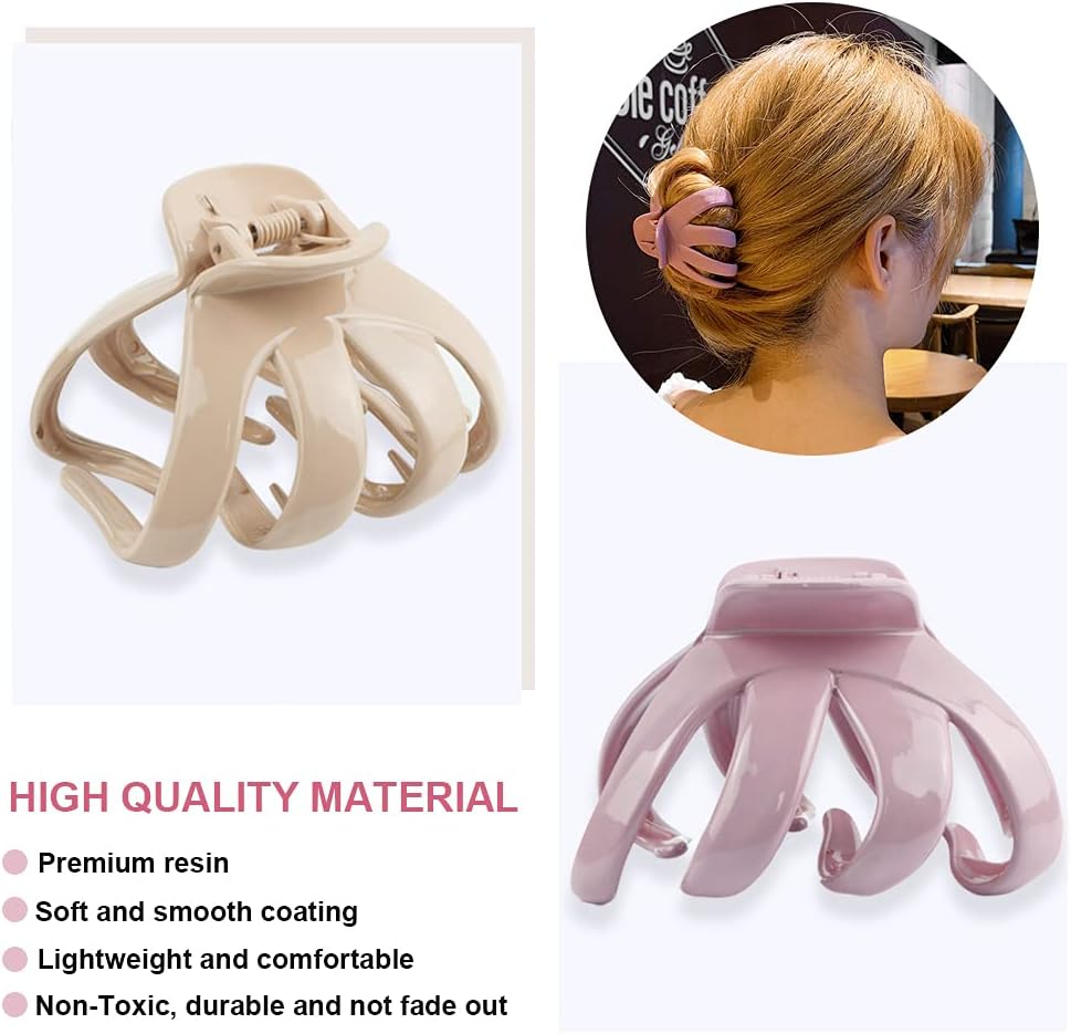 MAORULU Big Claw Hair Clips for Thick Hair, Matte Octopus Large Women and Girls, Jaw Strong Hold Jumbo Clip All Types, 6 Packs (Bright) 3.2*2.9*1.8 Inch image number 5