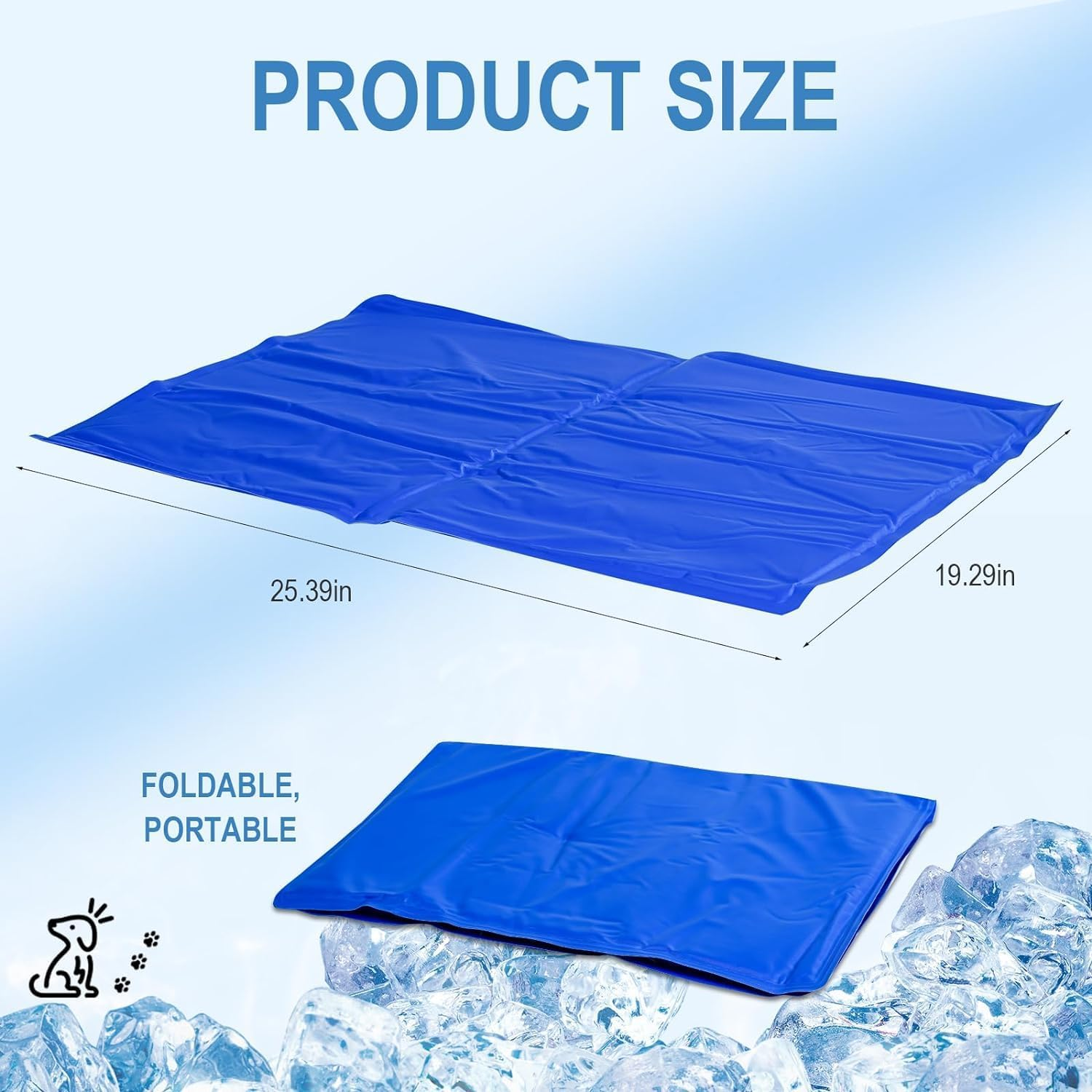 Pet Cooling Mat Gel Mats Bed Cool Pad Scratch Resistant, Nontoxic, and Safe for Summer Heat Relief, Keep Your Pup Cool and Easy to Transport XXL(60 X 100 Cm)