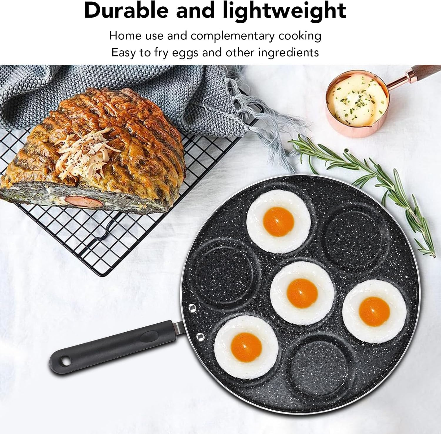 7 Cup Egg Frying Pan Nonstick - Refined Iron Cooker & Omelet Pan, Divided Skillet for Breakfast, Pancakes, Crepes image number 1