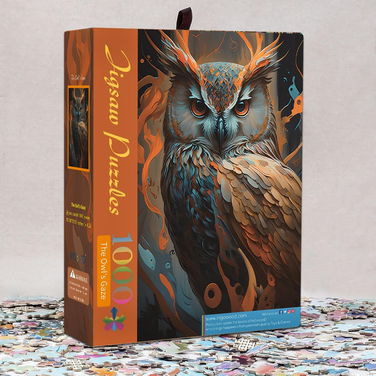 Ingooood Jigsaw Puzzle 1000 Pieces-Sneak Peek Series - the Owl'S Gaze - Entertainment Toys for Adult Special Graduation or Birthday Gift Home Decor image number 1
