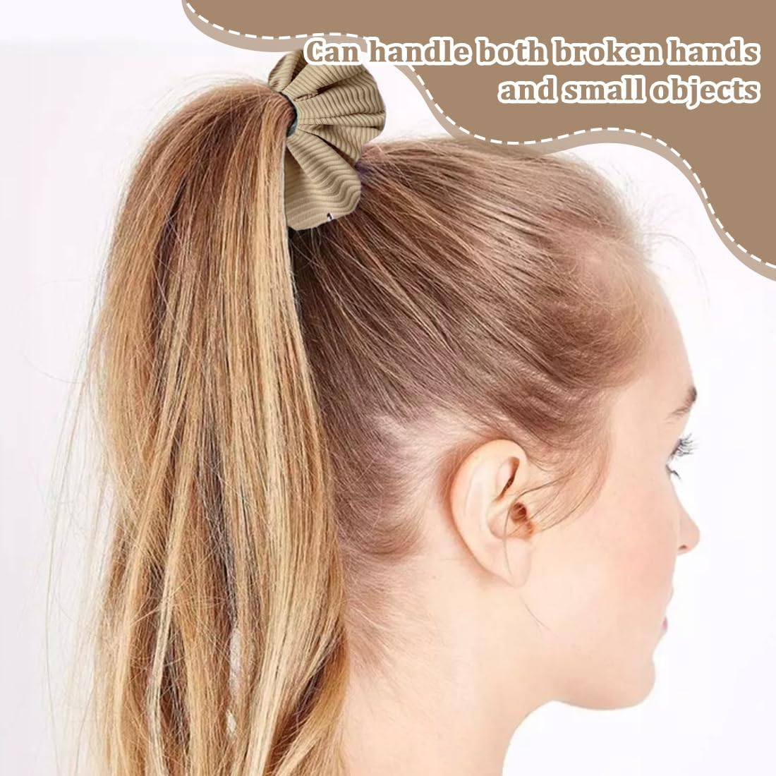 Pack of 4 Women'S Hair Bobbles with Zip Pocket, Knitted Scrunchies, Elastic Hair Bands for Women and Girls image number 4