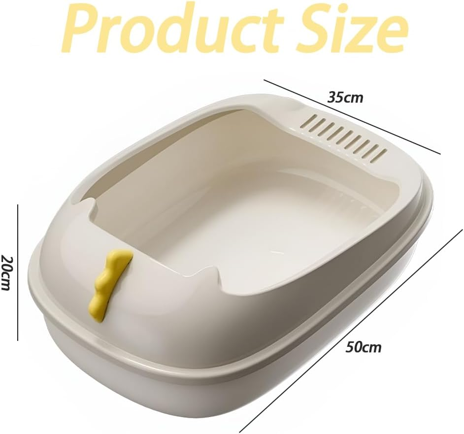 TOMVAES Portable Low Front Cat Litter Box Non-Sticky Open Cat Litter Box Kitty Toilet Tray with Splash Guard Easy Clean,Includes Litter Scoop, Anti-Leakage & Spacious Design for Larger Cats image number 5