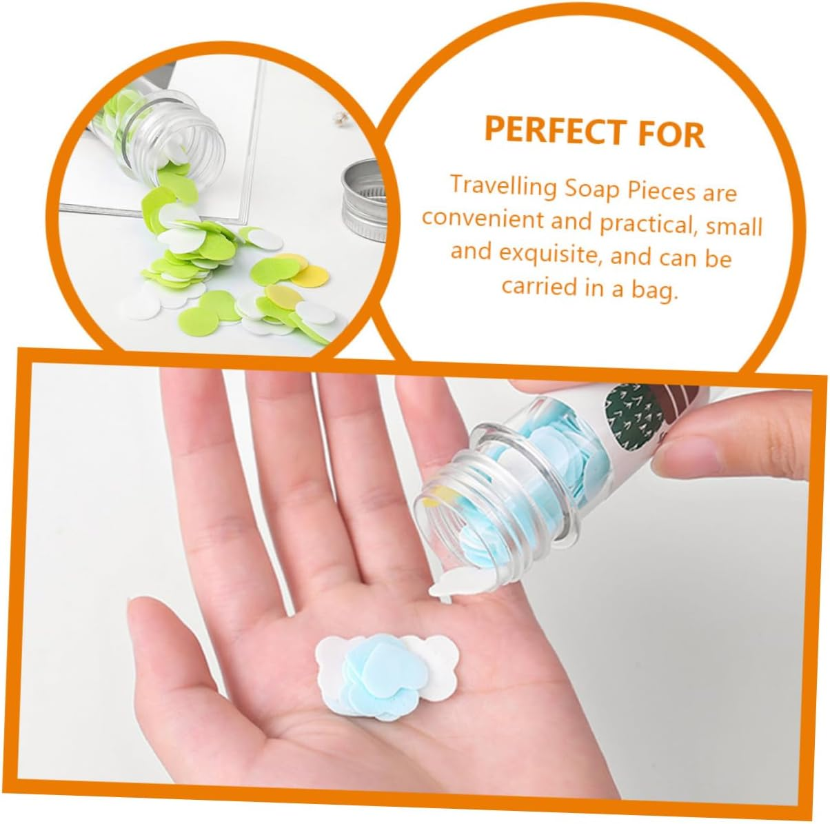 Ifundom Travel Soap Sheets Convenient Box Portable Outdoor Hand Washing Soap Pieces for Camping Hiking Business Trips Safe Easy to Use No Smell image number 2