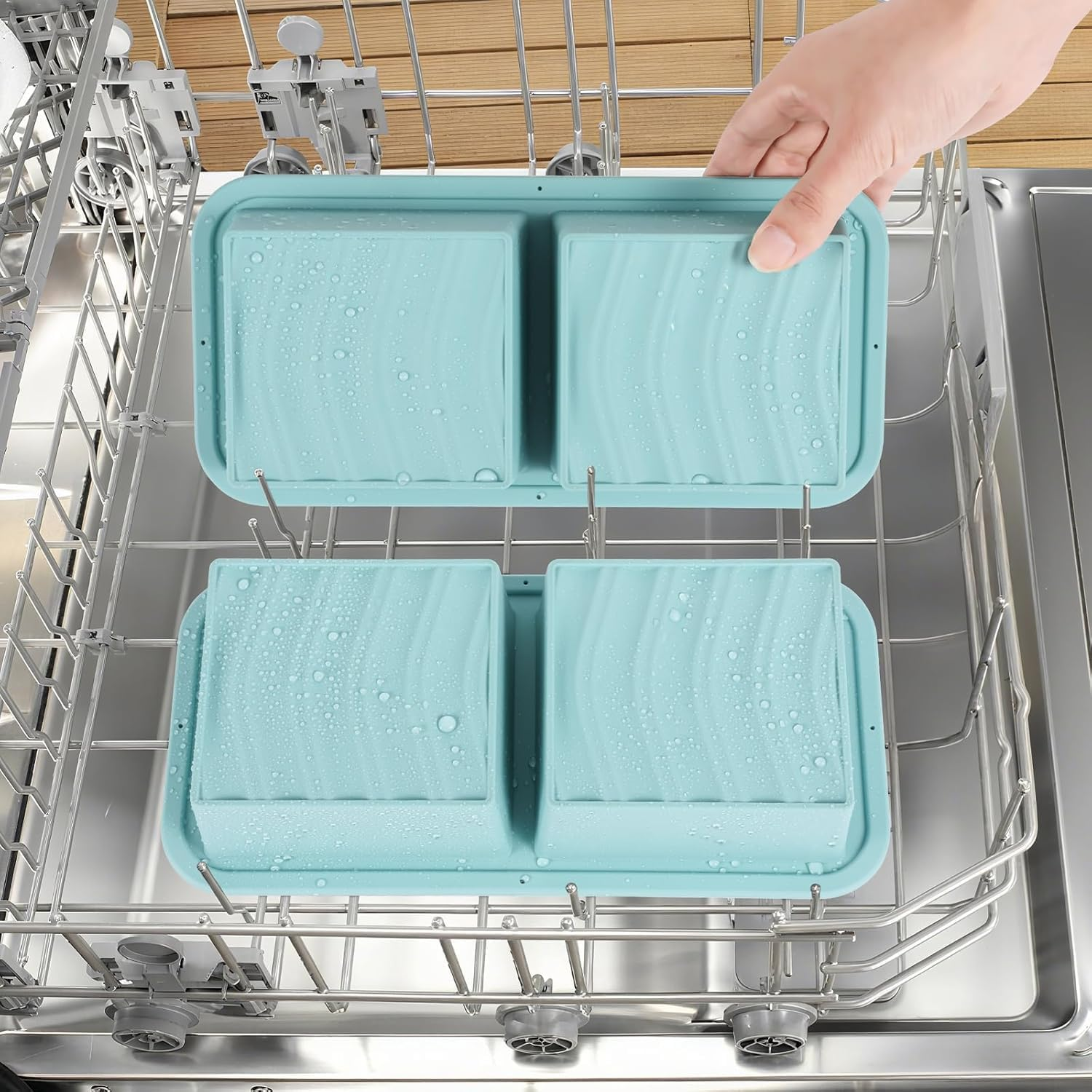FJNATINH 2Pack Silicone Freezer Tray with Lid, 2 Cup Food-Safe Meal Prep Container for Soup/Lasagna/Casserole, Reusable Leak-Proof Freezer Mold, Oven Safe 415&deg;F (213&deg;C) & Dishwasher Safe