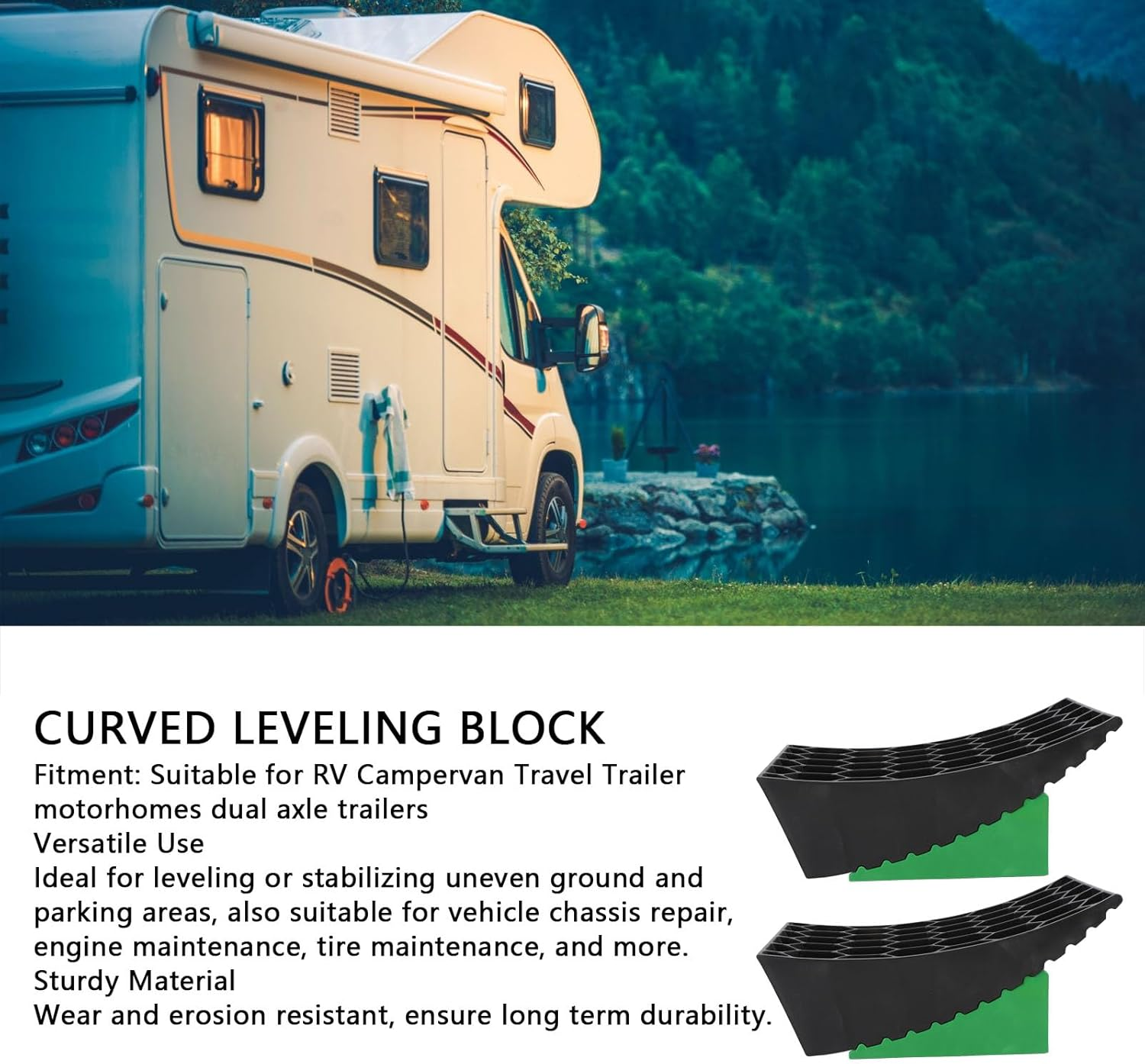 Campers Leveler Kit, Curved RV Levelers with anti Slip Pads for Dual Axle Trailers, Faster RV Leveling System than RV Leveling Blocks RV Accessories for Travel Trailers image number 4