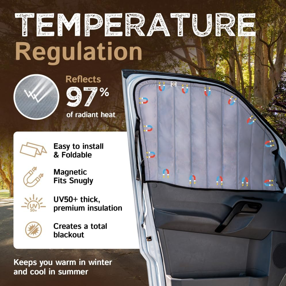 Living in a Bubble Insulated Blackout Window Covers for Mercedes Benz Sprinter Van (Driver/Passenger Door 2007-2018) image number 6