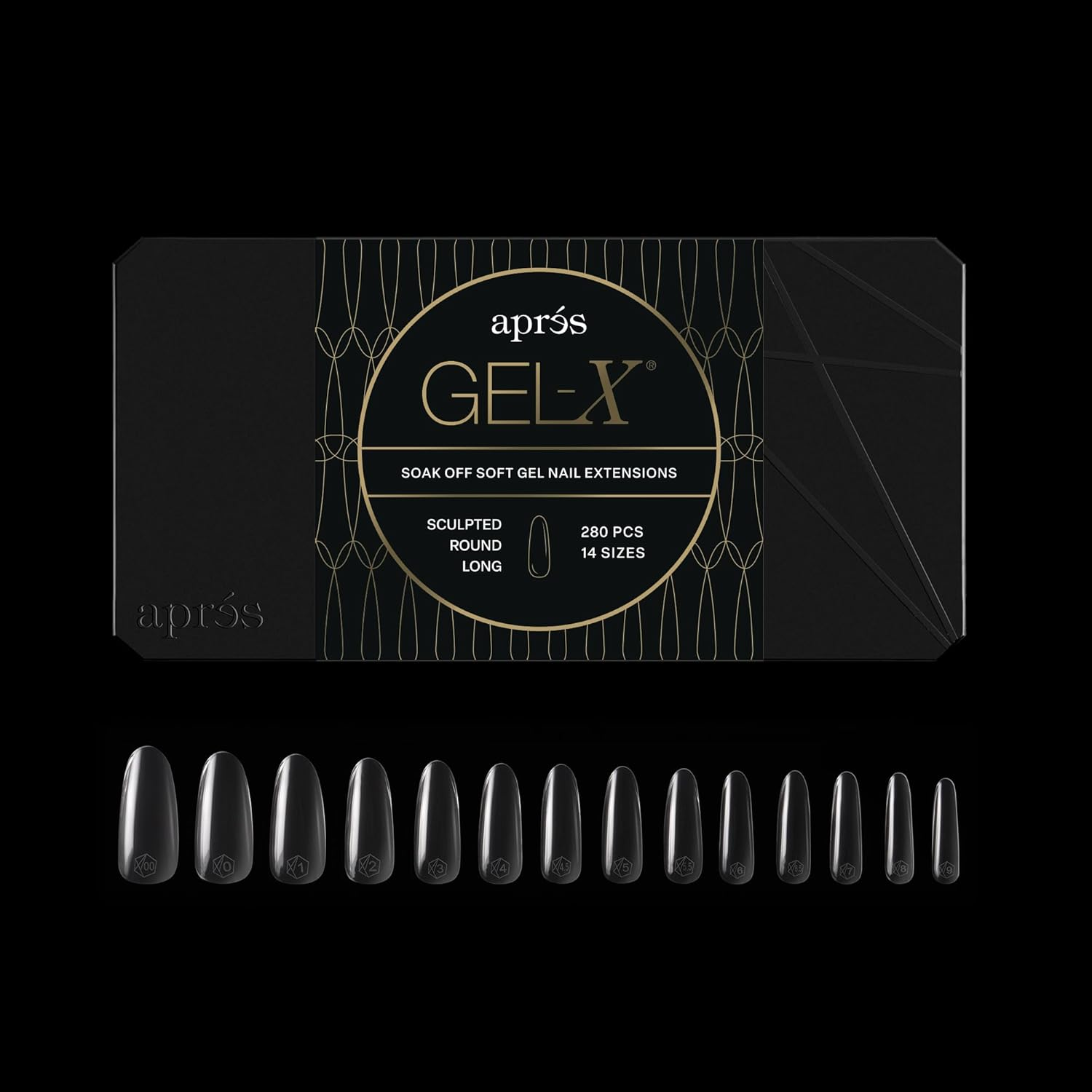 APR&Eacute;S round Nail Tips Box Apres Gel-X, 280 Counts, 14 Sizes, 00-9, Half Sizes Included (Natural Medium, 280.00 Fl Oz (Pack of 1))