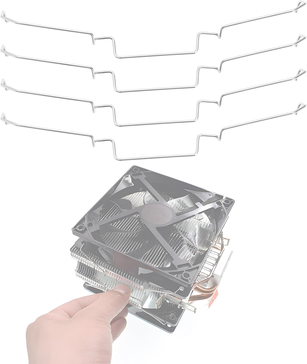 VGOL 4Pcs Computer Host Fan Radiator Fixing Buckle Computer Host Fan Fixed Buckle Cooling Fan Spring Wire Hook Circlip Steel Wire Lower Hook for DIY Computer Projects image number 2