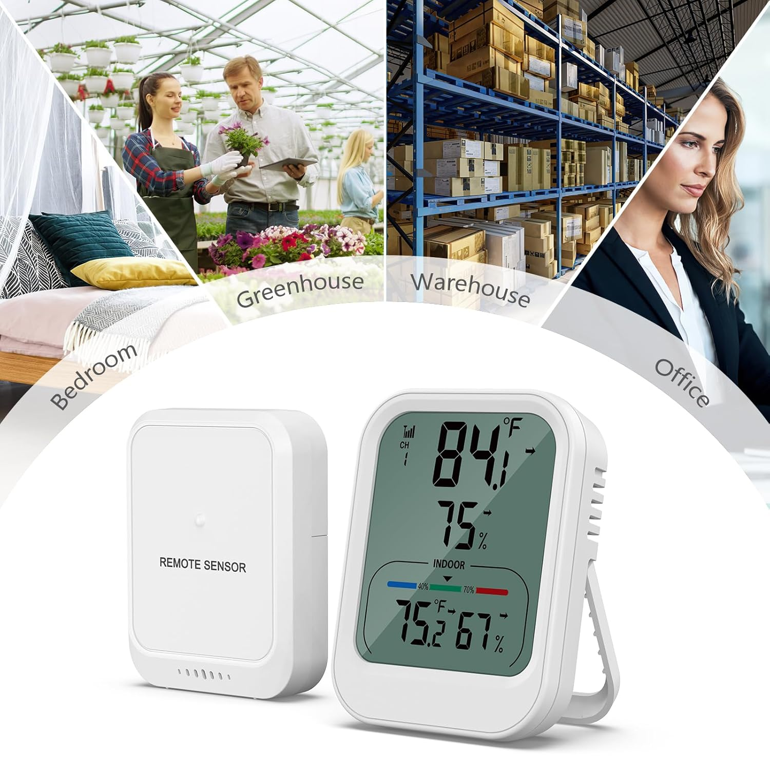 ORIA Digital Thermometer Hygrometer, Indoor Outdoor Thermometer with Wireless Sensor, Temperature Humidity Monitor Gauge with MAX/MIN, &deg;C/&deg;F, 328Ft/100M Range, for Home, Baby Room, Cellar, Greenhouse