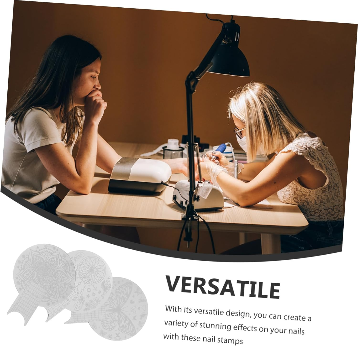 NIYANGLE 3Pcs Nail Polish Painted Steel Plate Templates Nail Stamper Grooming Stampers Blue Stainless Steel