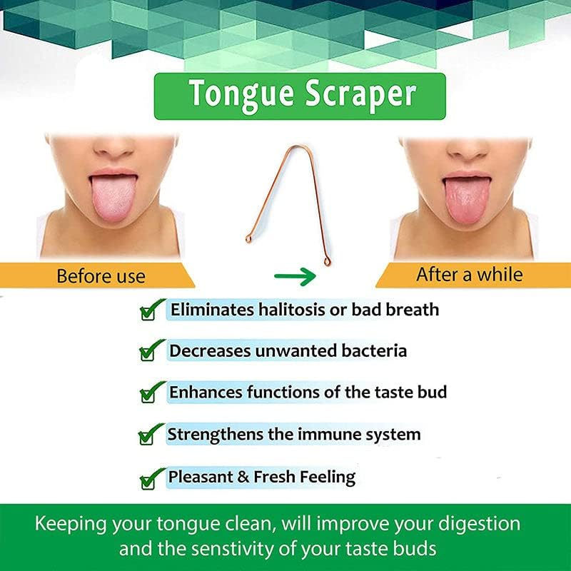 AIMALL Pure Copper Tongue Scraper - Ayurvedic Oral Hygiene Cleaner for Fresh Breath, Bacteria Removal & Enhanced Dental Health, 12Gm Thick with Curved Edge