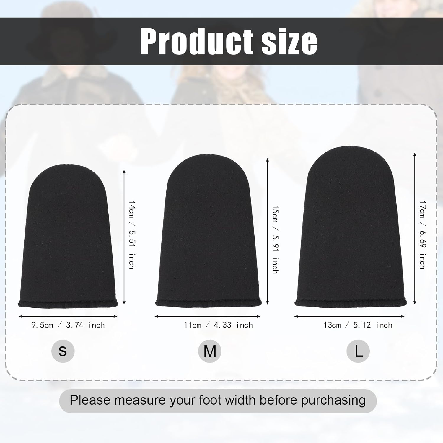 2 Pairs Toe Warmers Neoprene Thermal Toe Warmer Sleeves Toe Topper Liner for Warming Feet Hunting Cycling Running Hiking for Women Men (Size L) image number 5