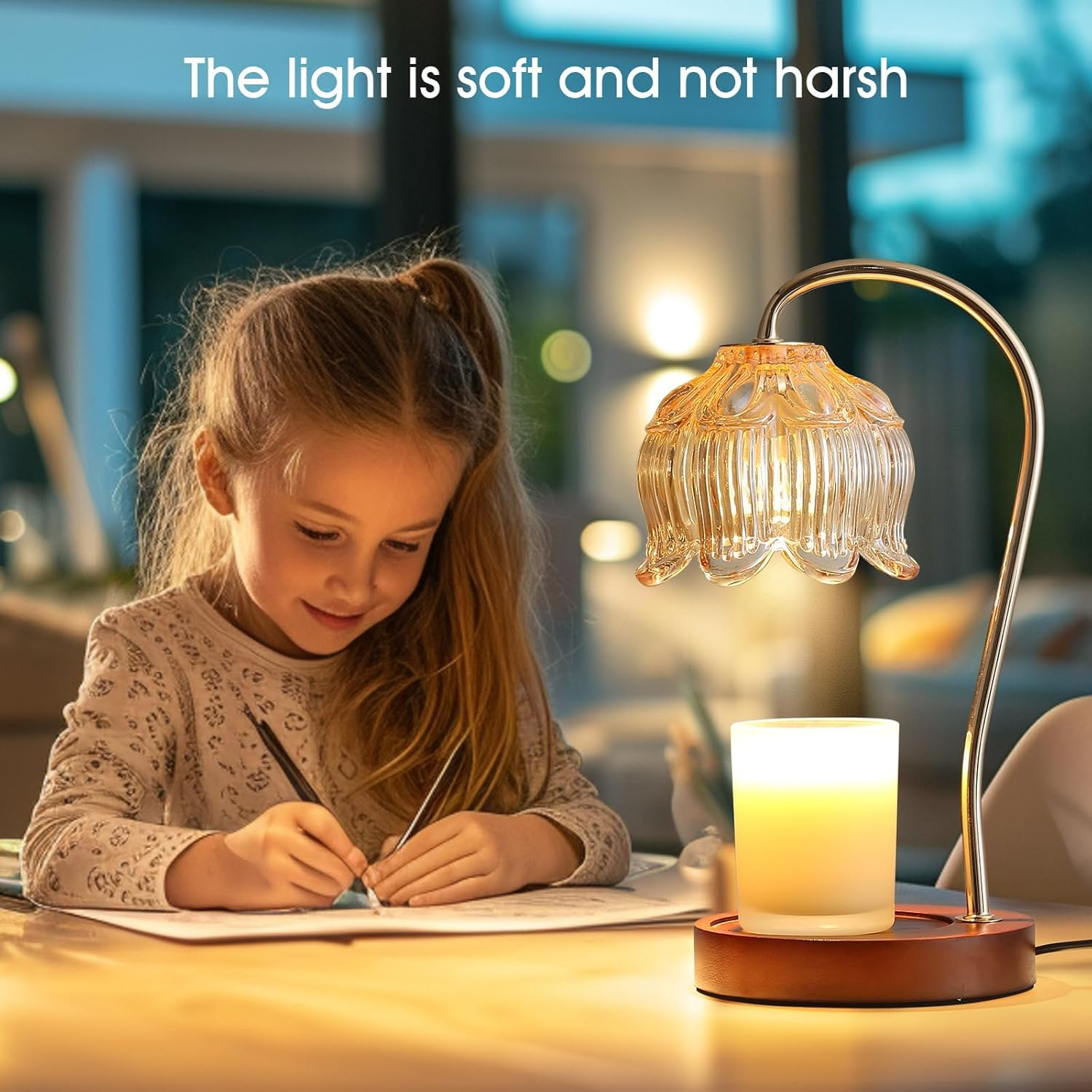 Flower Candle Warmer Lamp with Dimmable Timer for Jar Candles,Vintage Style Lotus Design Bedroom Decor Lamp,Includes 2 Bulbs for Ambient Lighting (Flower)