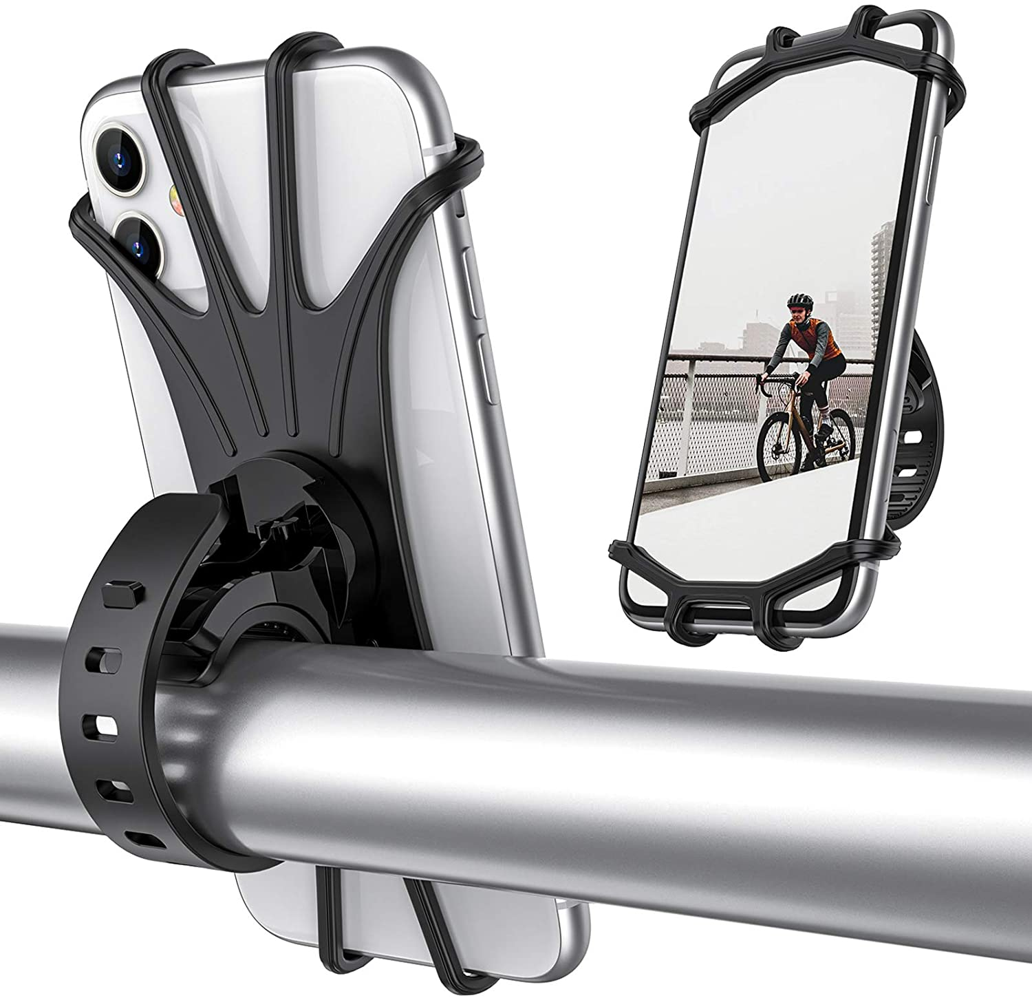 Oribox Bike Phone Mount, Motorcycle Handlebar Mount, 360&deg; Rotation Silicone Bicycle Phone Holder, Compatible with Iphone 13/12/11 Pro Max XS Max XR X 8 7 6S plus SE 2022 12 Mini,Samsung Galaxy image number 4