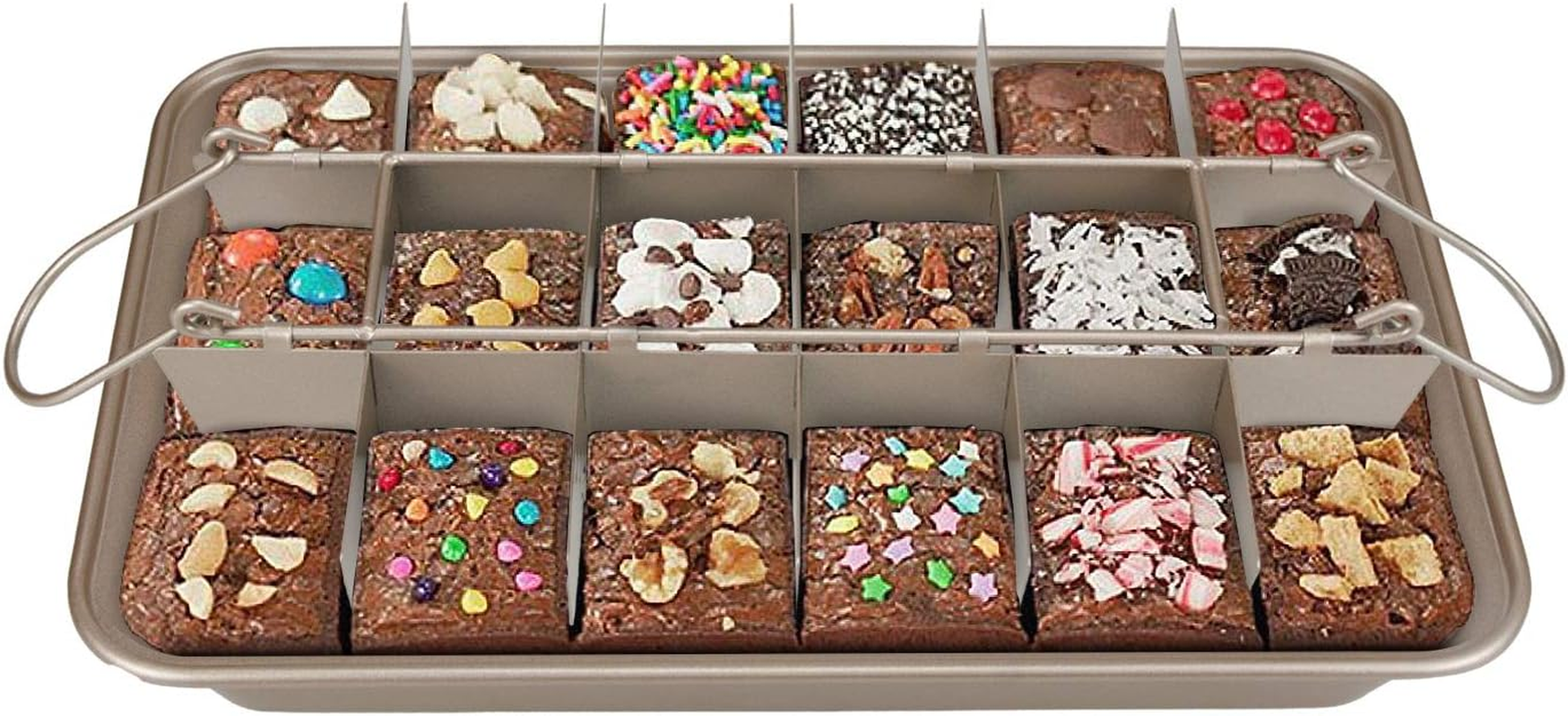 Brownie Pan with Dividers, Non-Stick Backing Pan, Brownie Pan, Lasagna Pan, Brownie Trays,18 Pre-Slice Brownie Pan All Edges, Muffin and Cupcake Pan for Baking, Brownie Bites - 12 X 8 X 2 Inches