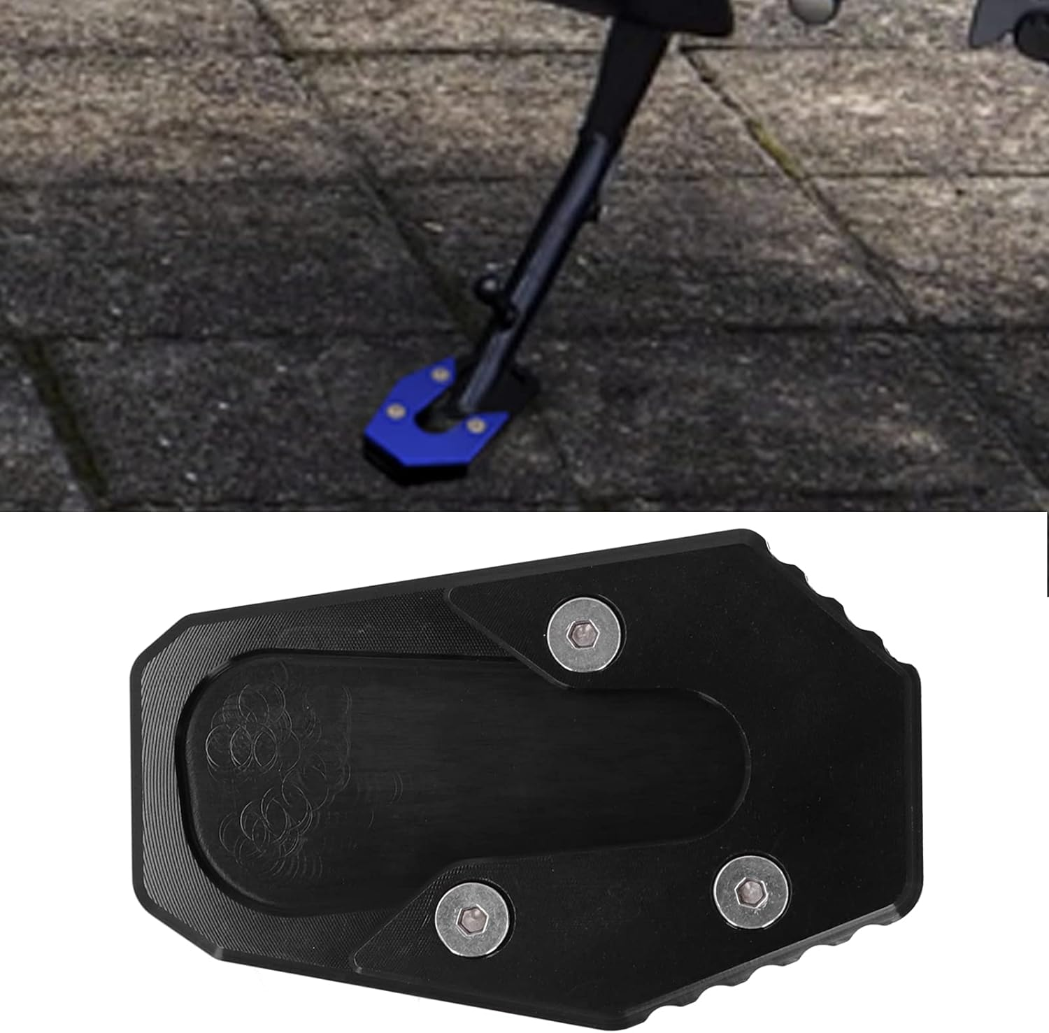 Foot Side Stand Extension Pad Plate, Convenient Durable Motorcycle Kickstand Extender Lightweight for Motorcycle for Most People(Black) image number 2