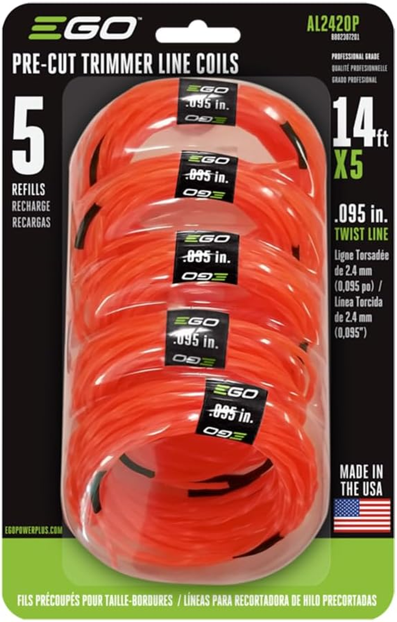 EGO Power+ AL2420P Pre-Cut 0.095-Inch Twisted Line (5-Pack) for EGO 56-Volt 15-Inch Trimmer & Multi-Head String Trimmer Attachment Orange image number 1