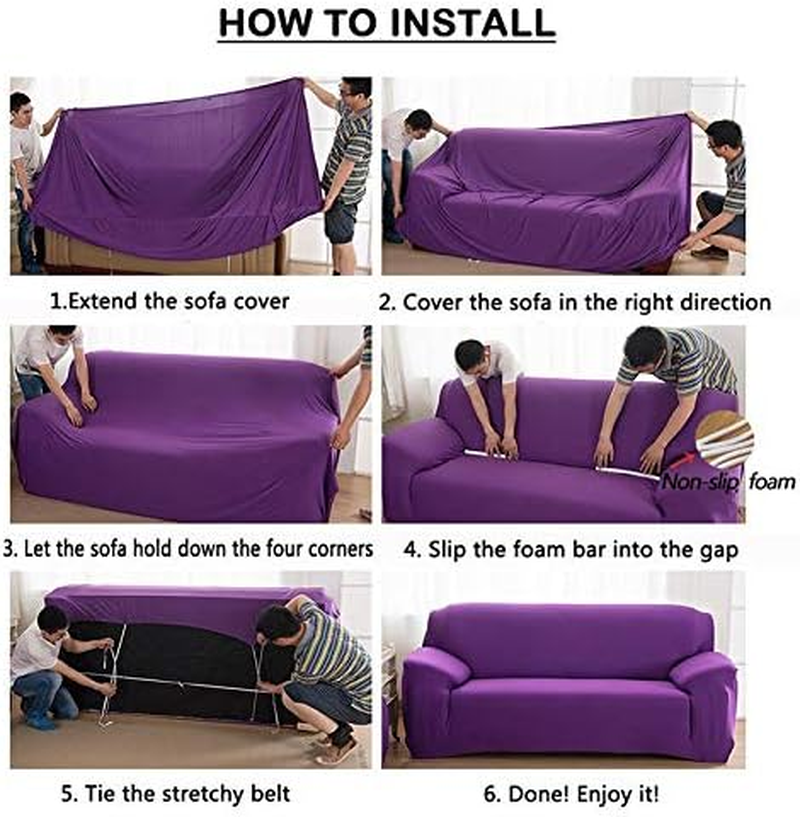 Plain Colour Sofa Cover (Black, 1 Seater) - Highly Stretchable 3 Seater Couch Cover, L Shape Lounge Protector, Durable and Stylish Sofa Covers for Living Room image number 2