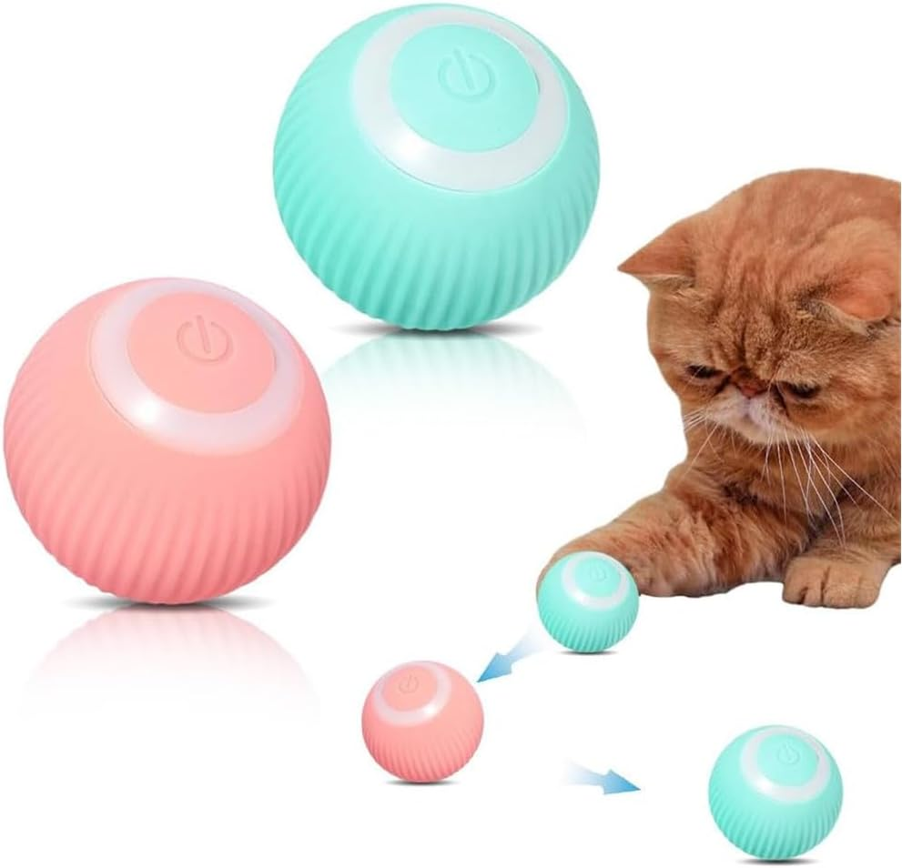 Simulated Interactive Hunting Cat Toy, Gertar Cat Toy, Interactive Cat Toy Ball, Automatic Moving Rolling Ball for Indoor Cats (Pink Mat+Ball)