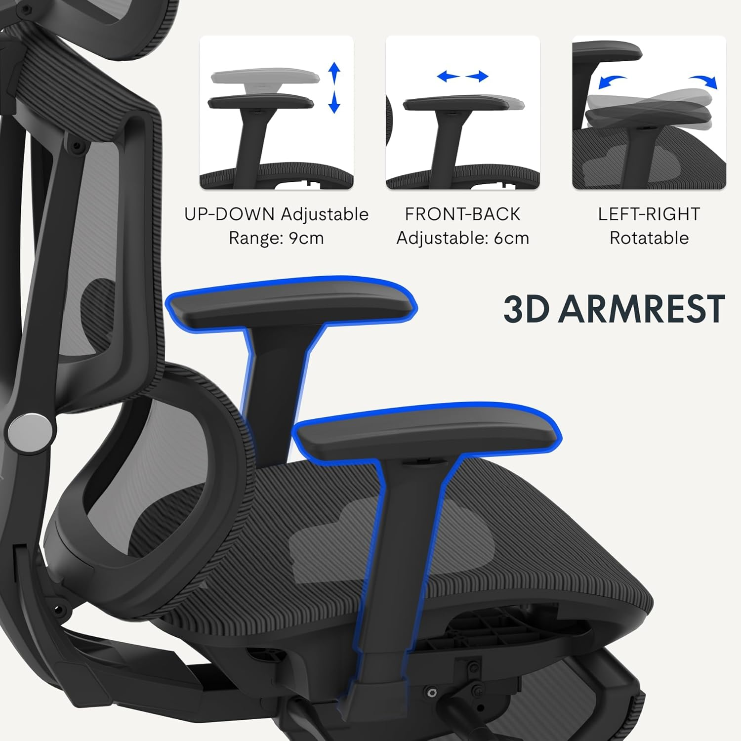 FLEXISPOT C7 Ergonomic Office Chair Adjustable Height Swivel Seat Headrest Armrests Lumbar Support Smooth Caster Wheels Black Mesh Seat with Footrest Ideal for Computer Office Desk Use image number 1