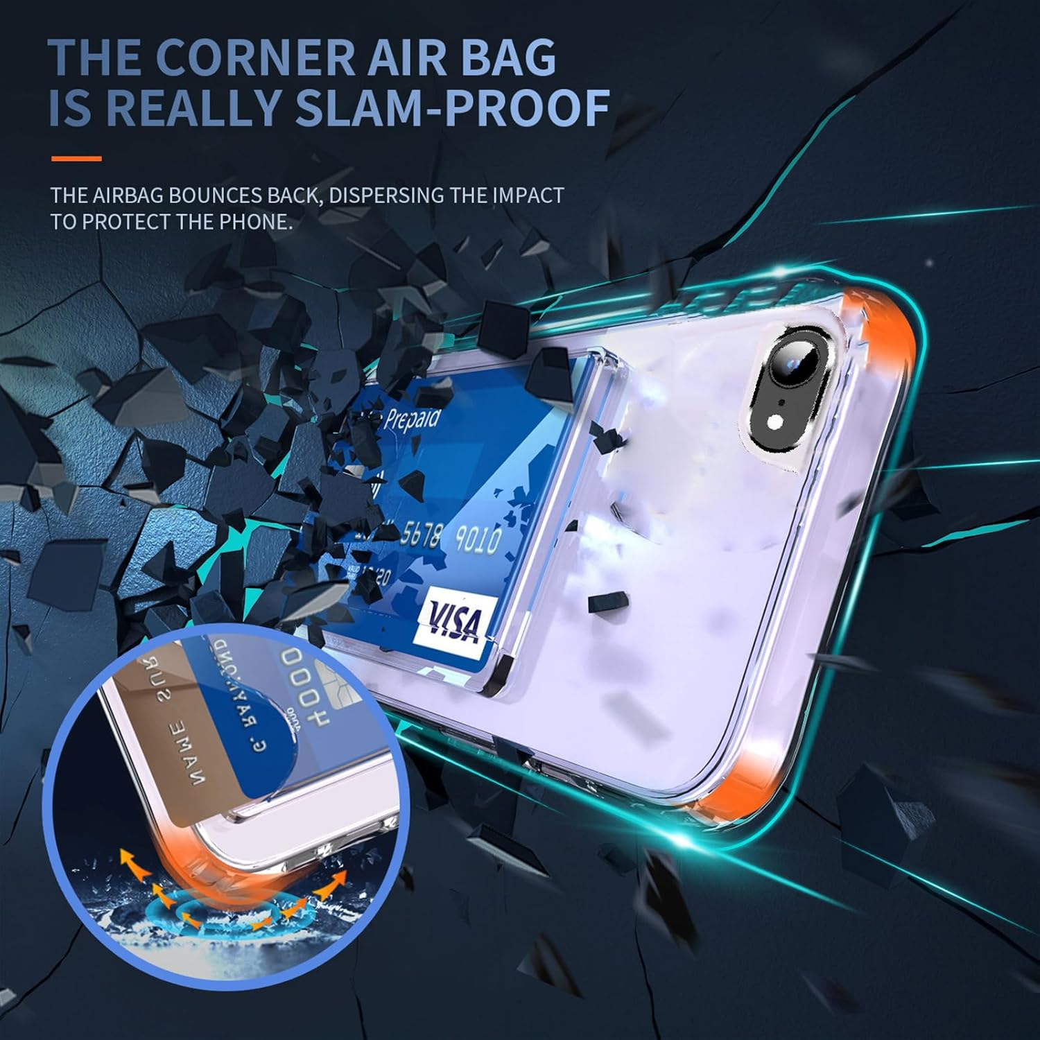 Wallet for Iphone 8 plus Case,Iphone 7 plus Case with Credit Card Holder,Up to 2 Cards,Anti-Yellowing,Shockproof Protective Soft Tpu+Hard PC Slim Phone Case for Iphone 8 Plus/7 Plus,Clear