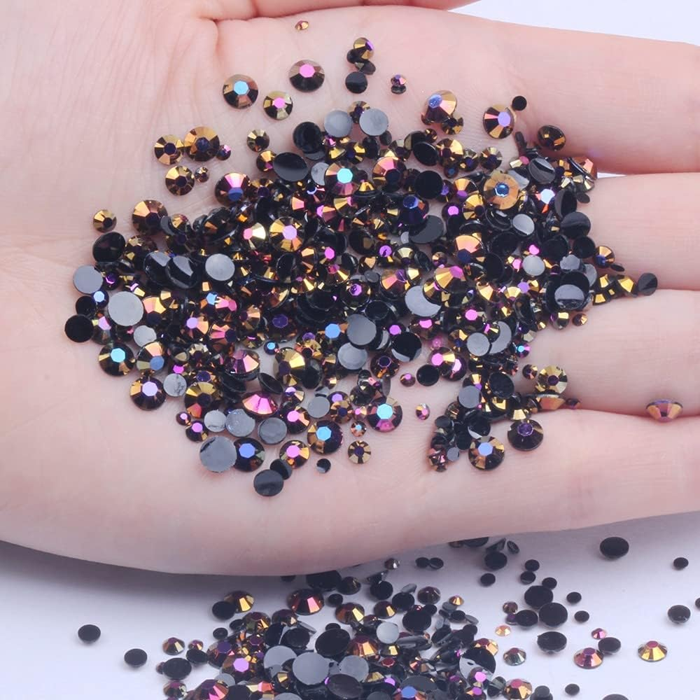 1000Pcs 2-6Mm Gold Rose AB Resin Nail Rhinestones 3D Glitter round Flatback DIY Nail Art Decoration (15 Gold Rose AB) image number 1