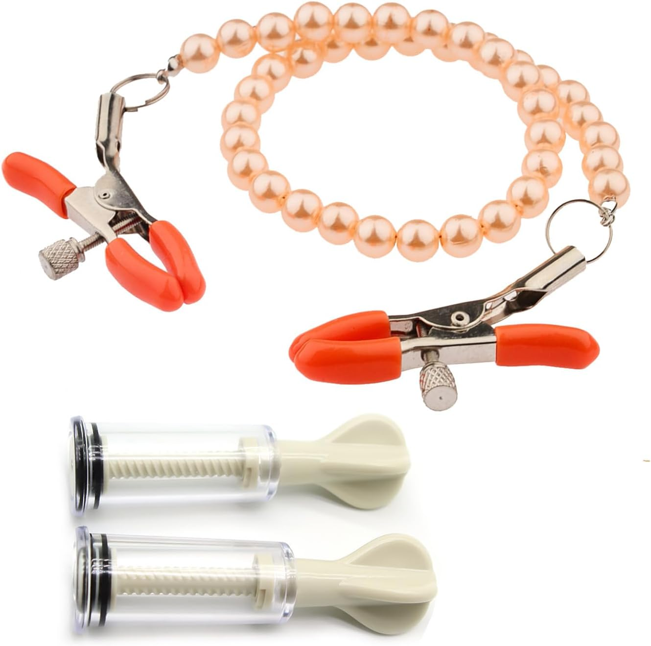 Mineens Nipple Toys,Nickel Clamps with Nickel Sucker,Nipple Clip Pearl Chain,Steel Non Piercing Nipple Rings Adsorbable Adult Toys, Suitable for Couples to Use When Intimate （3 Pcs） image number 5