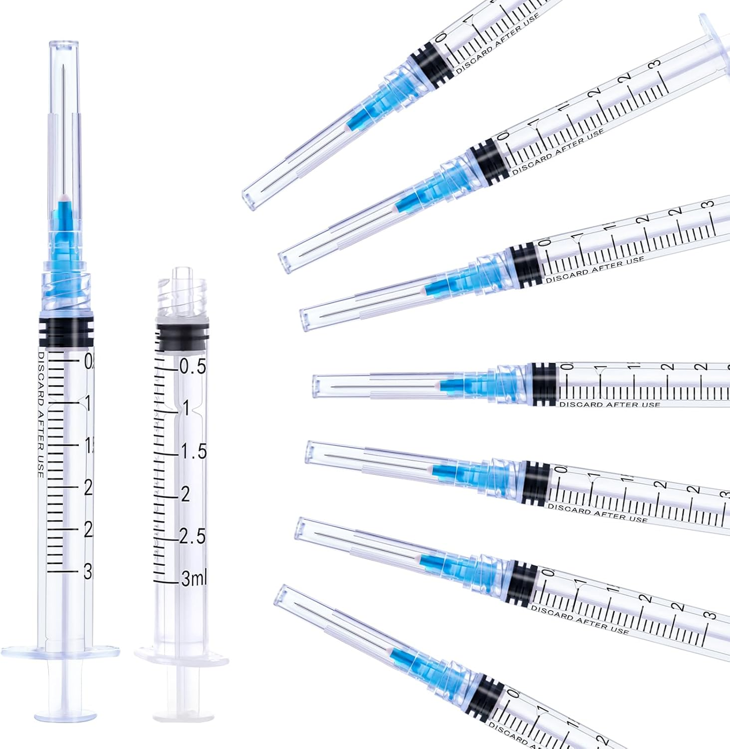 3Ml/Cc Syringes with 23G 1 Inch 25Mm Needle, Disposable Syringe Forlab Measuring Supplies, Individually Wrapped, Pack of 20 image number 2